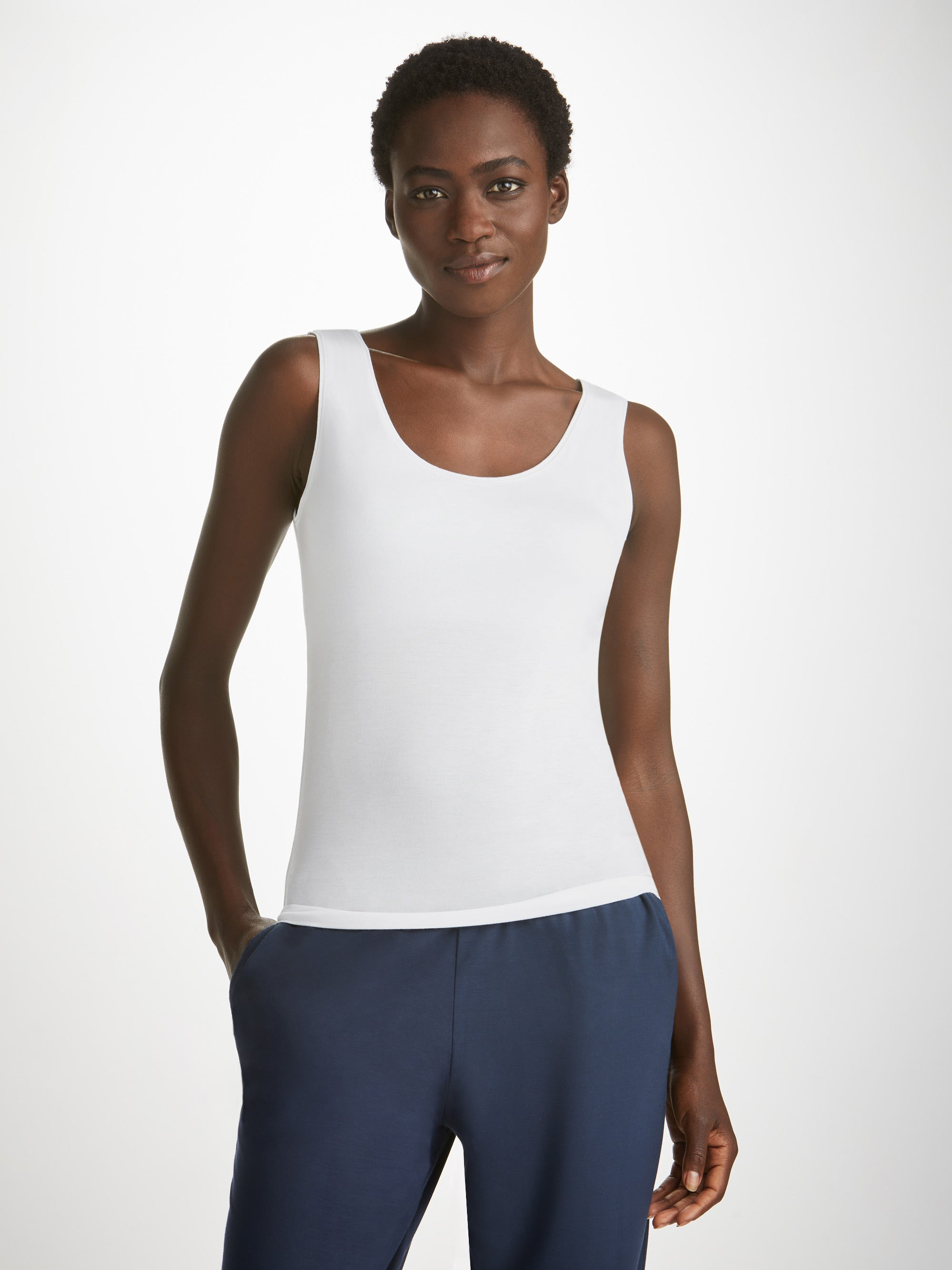 Women's Support Vest Lara Micro Modal Stretch White - 2