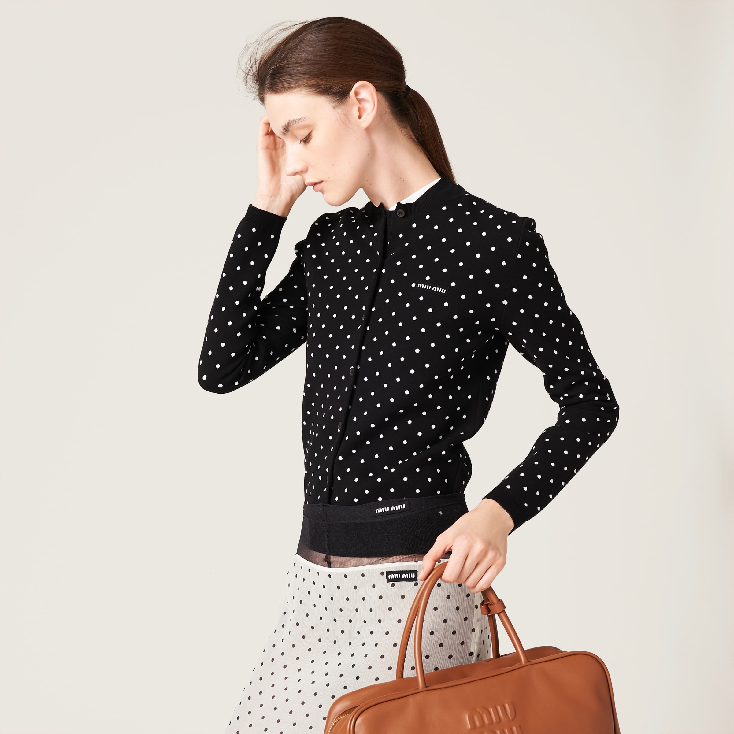 Polka-dot viscose cardigan - 5