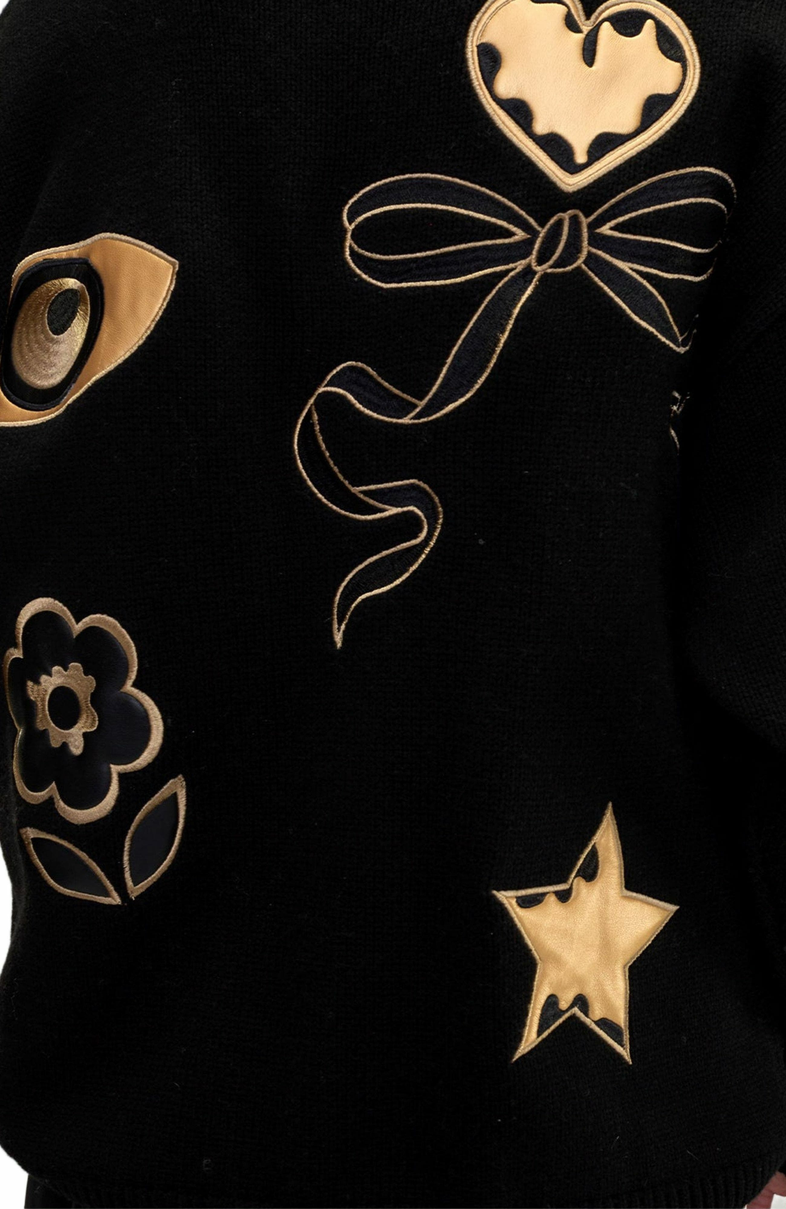 Cynthia Rowley Playful Patchwork Cardigan in Black_Gold at Nordstrom - 9