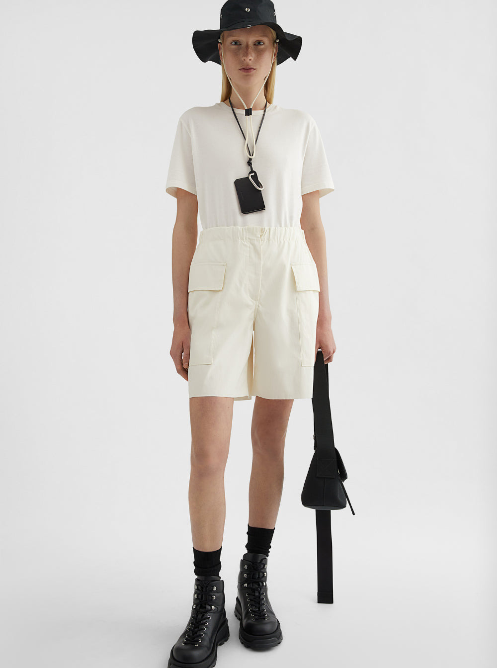 Jil Sander Women White Crewneck T-Shirt With Logo Patch Applied On The Back In Cotton Woman - 4