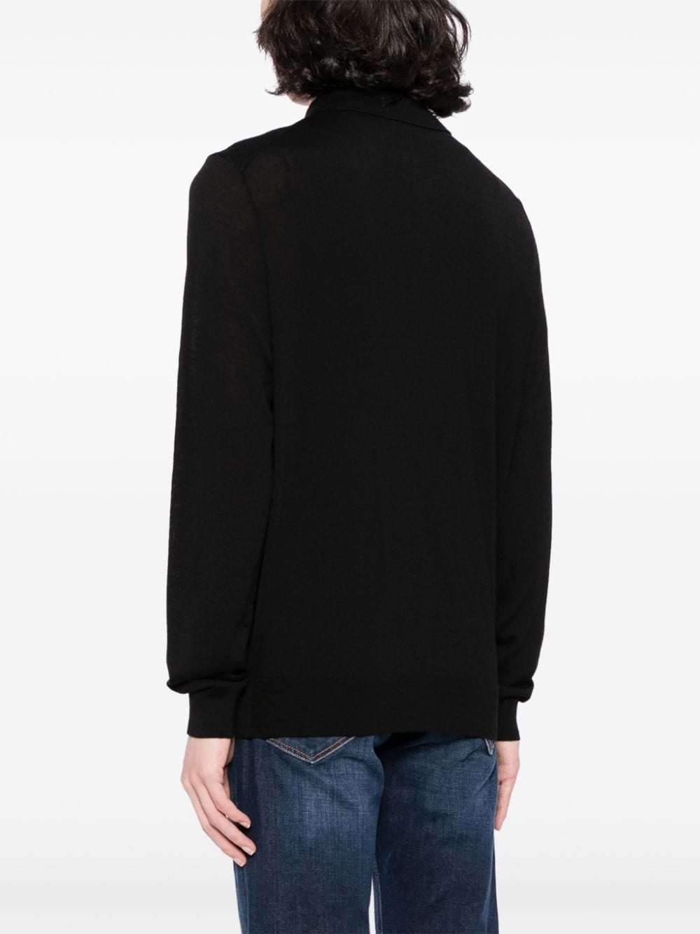 collarless virgin wool-blend top - 4