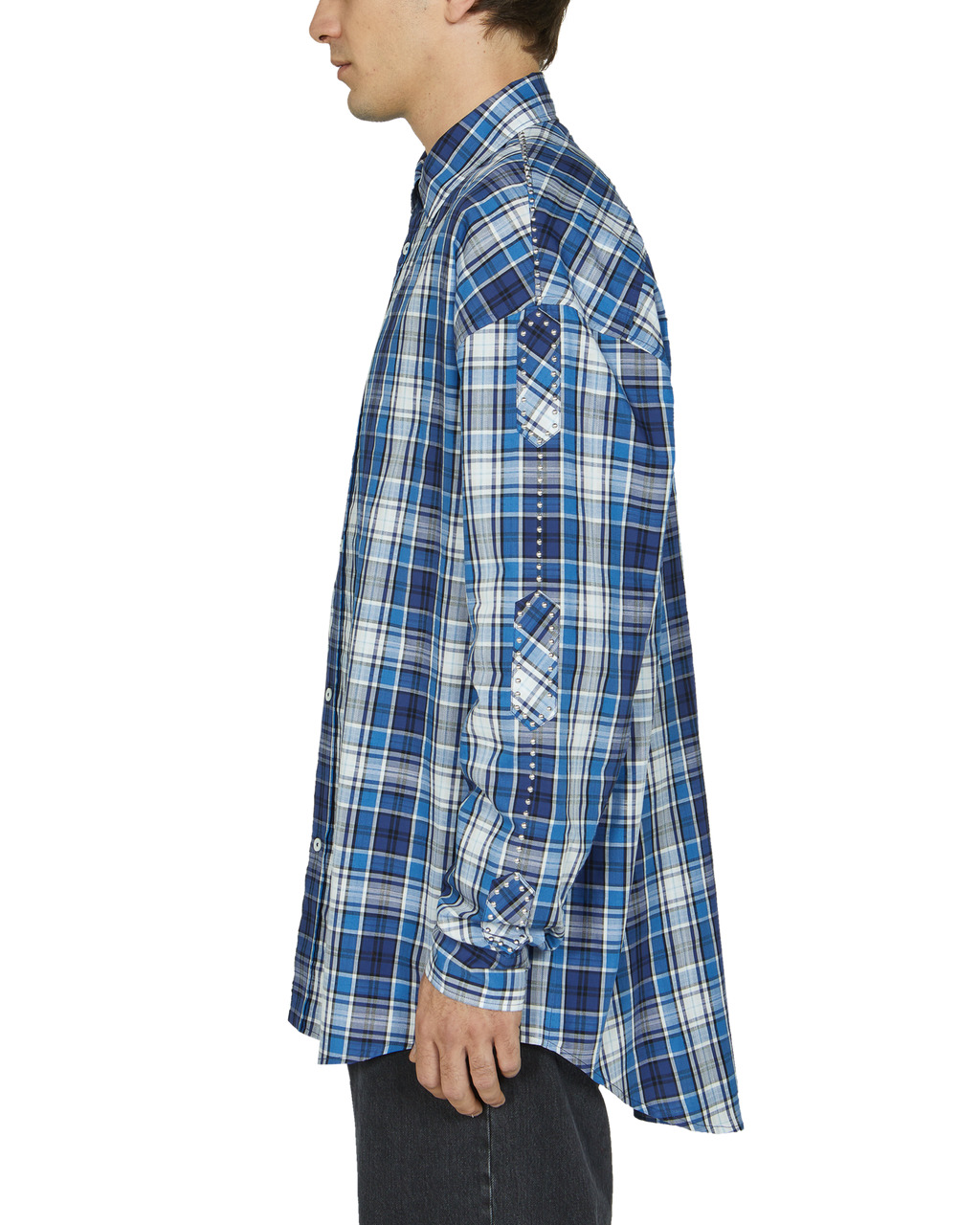 STUD-EMBELLISHED L/S PLAID SHIRT - 4