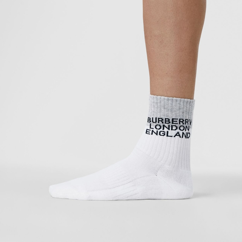 Logo Intarsia Technical Stretch Cotton Socks 3