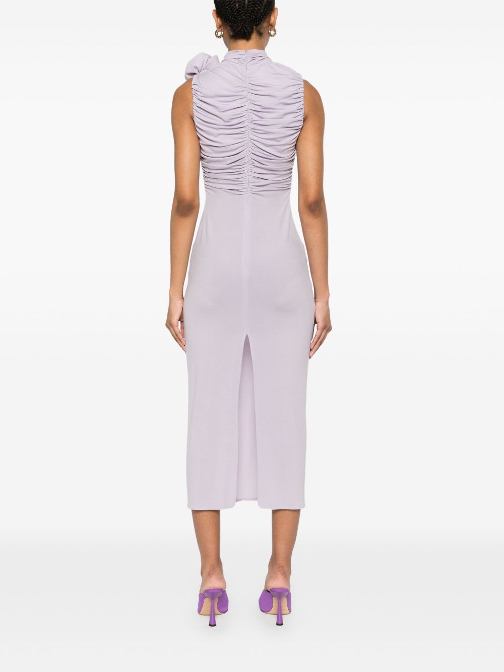 mock-neck ruched midi dress - 4