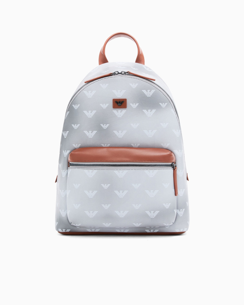 BACKPACK IN COATED CANVAS WITH ALL-OVER EAGLE 1