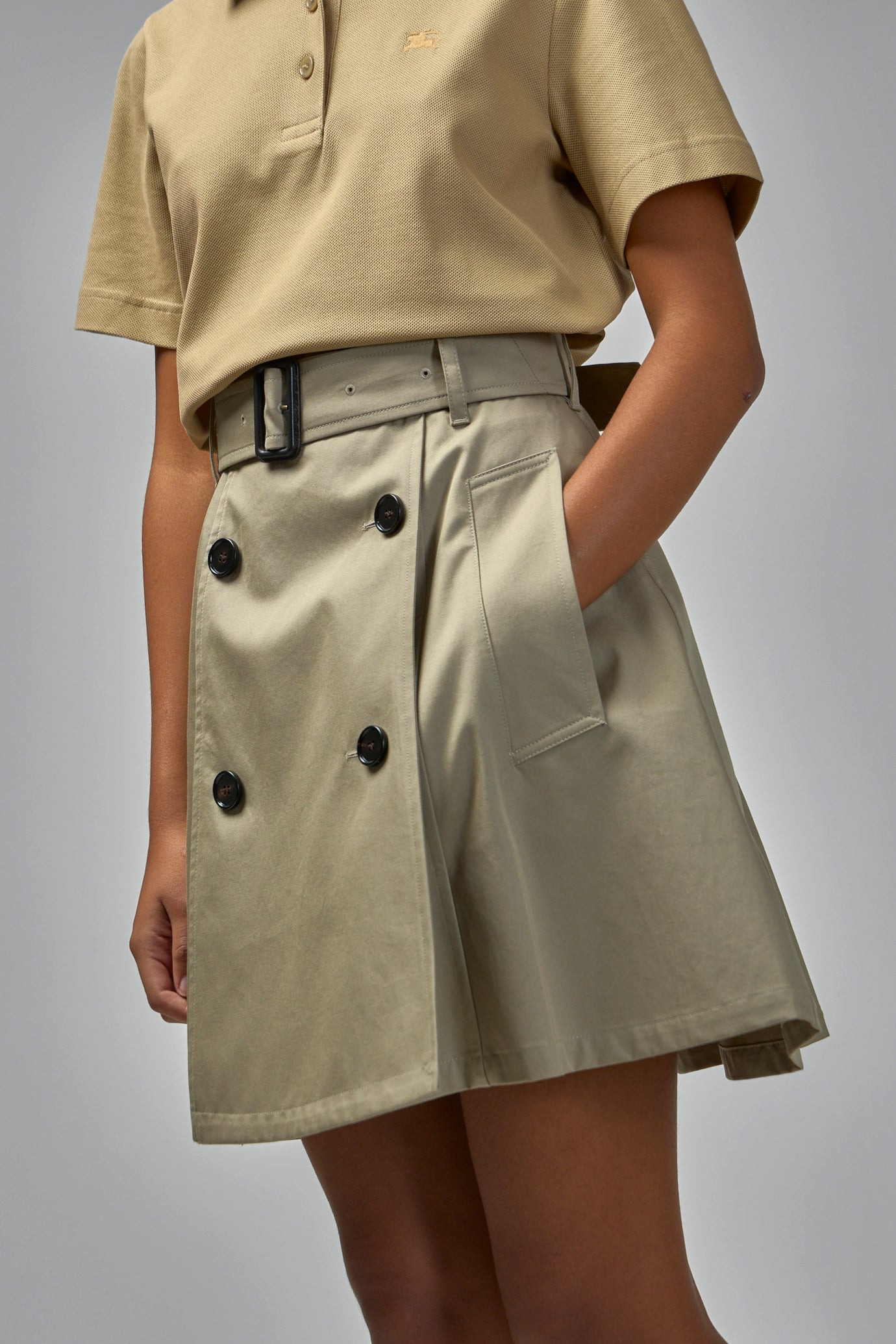 Gabardine Trench Mini Skirt - 4