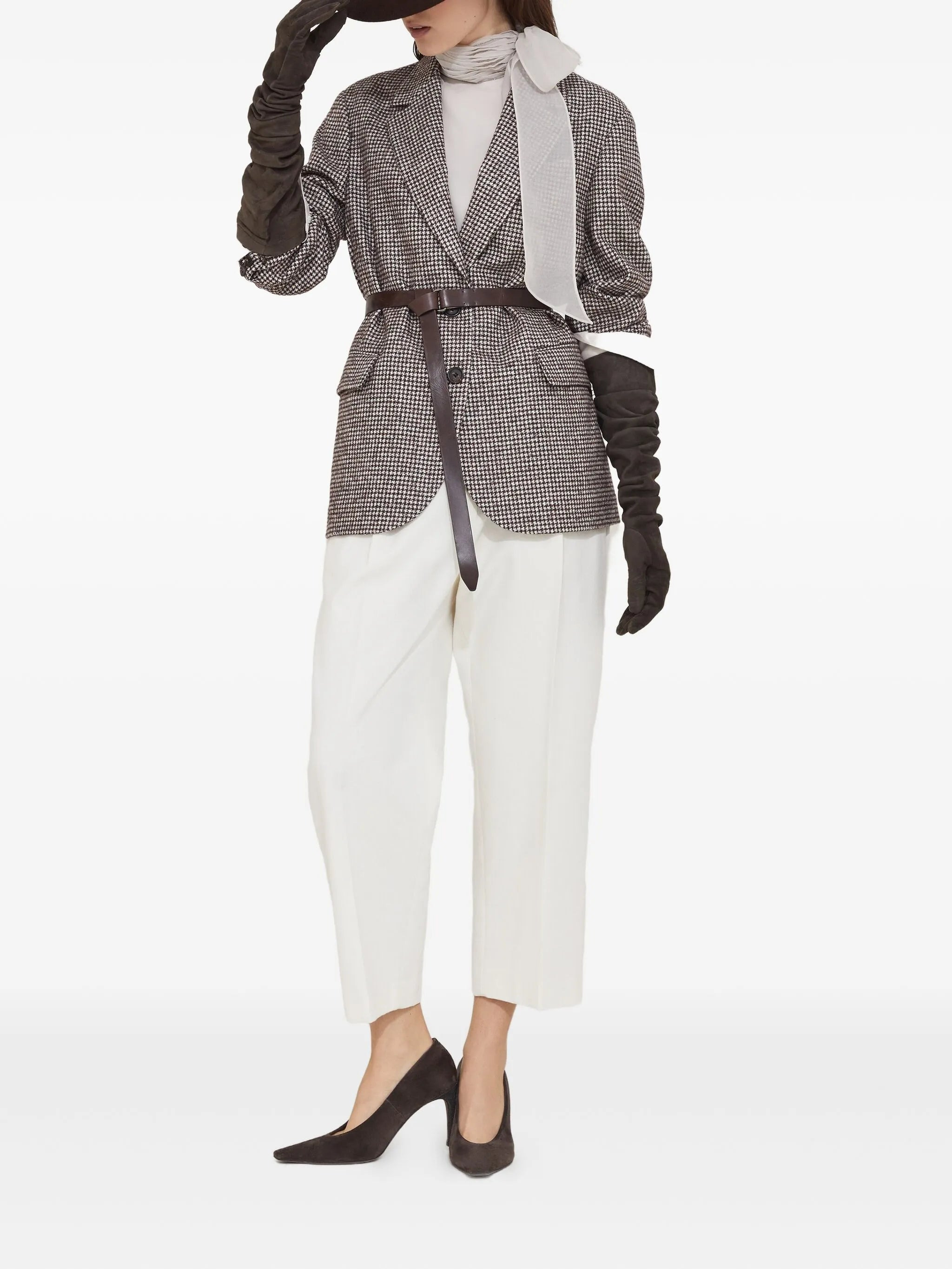 Brunello Cucinelli Houndstooth Belted Blazer - 4