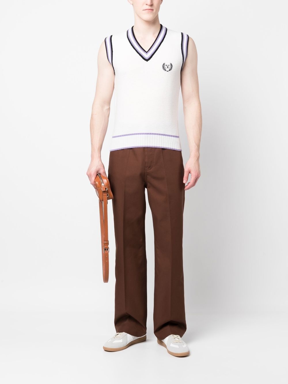 logo-embroidered knit vest - 2