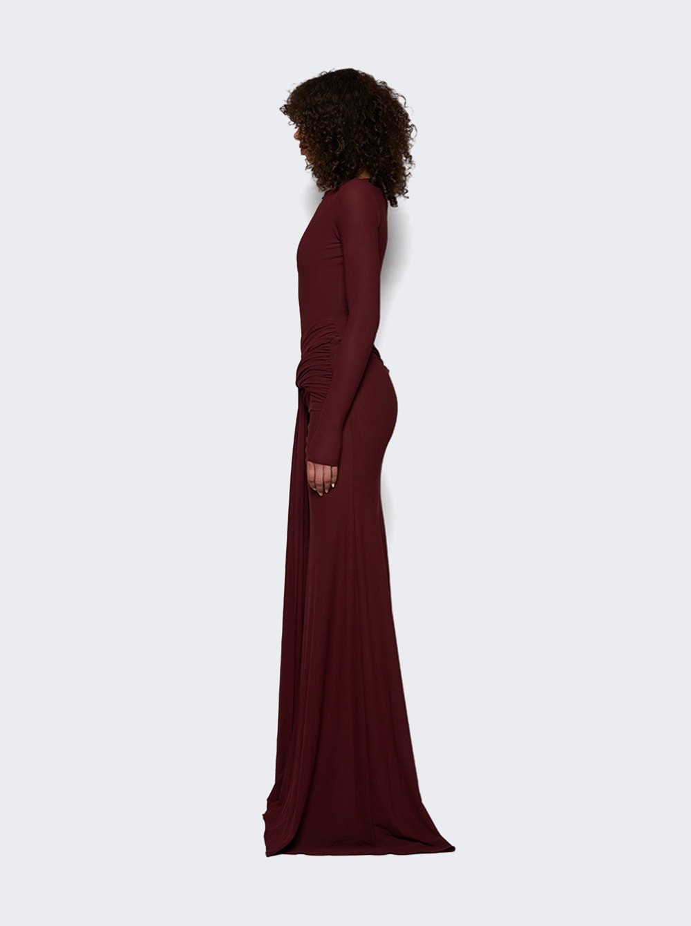 Long Sleeve Wrap Gown Burgundy - 3