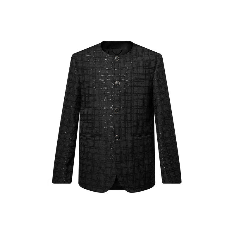 Sequin-Embroidered Collarless Jacket 1