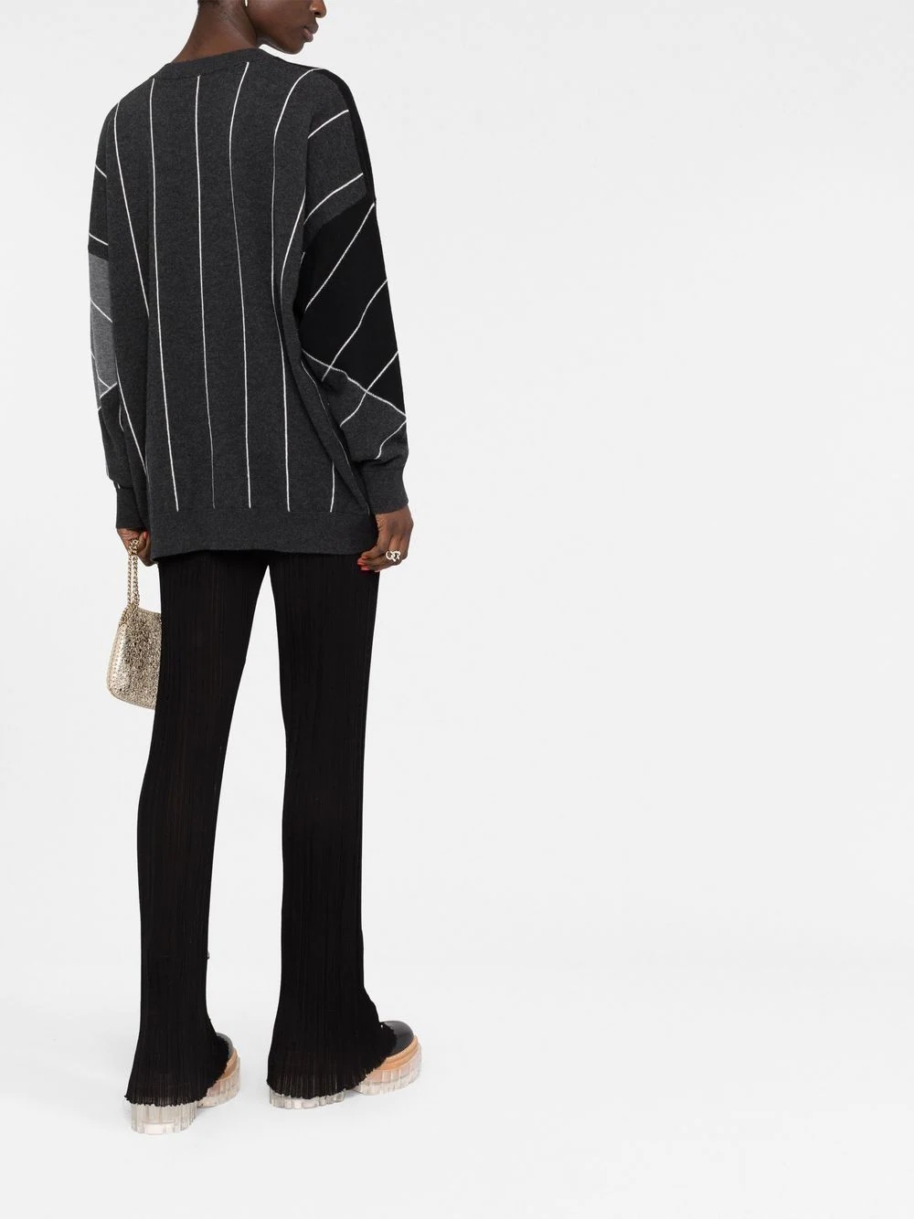 stripe-print V-neck jumper - 6