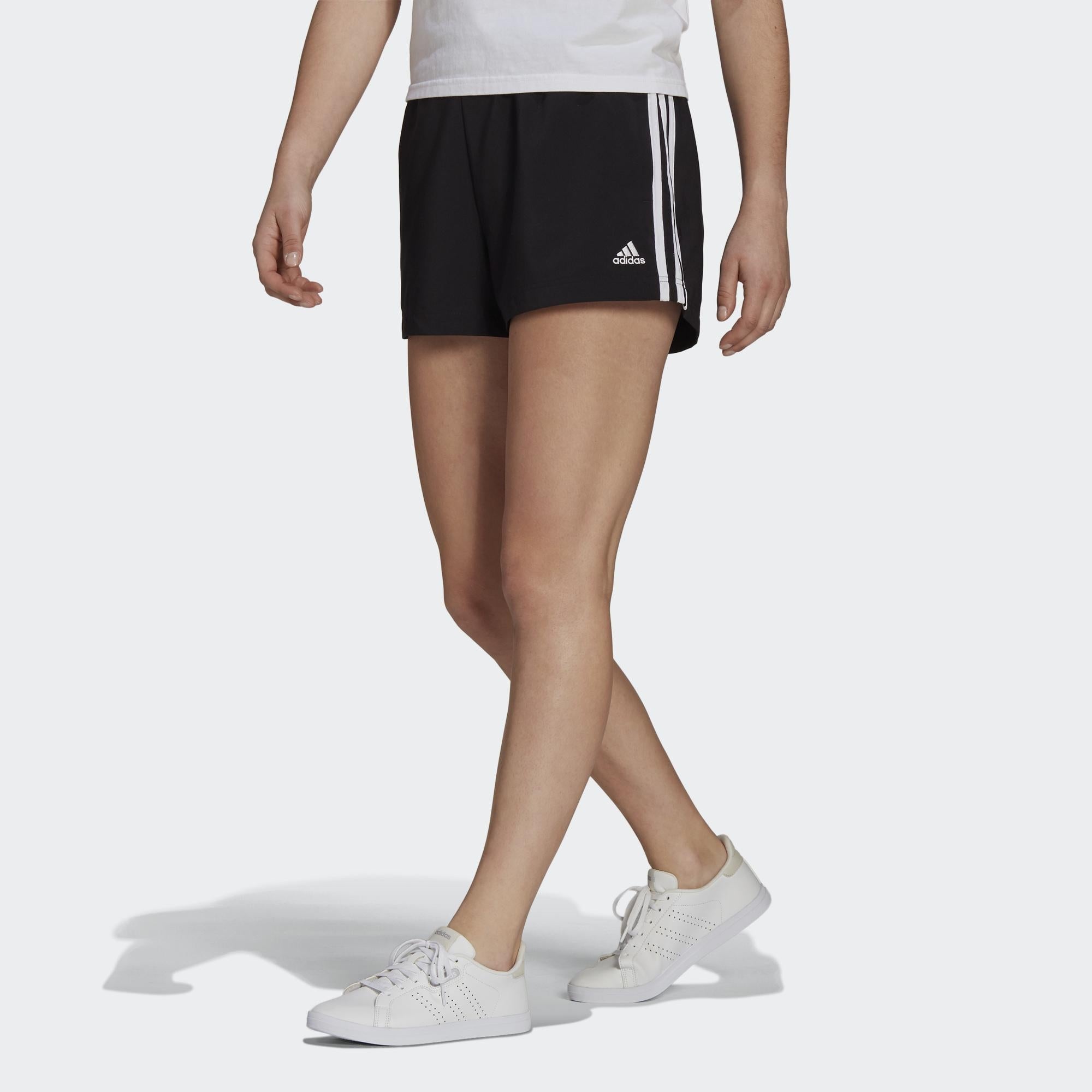 (WMNS) adidas W 3s Wv Sho Training Sports Stripe Woven Shorts Black GM5549 - 2