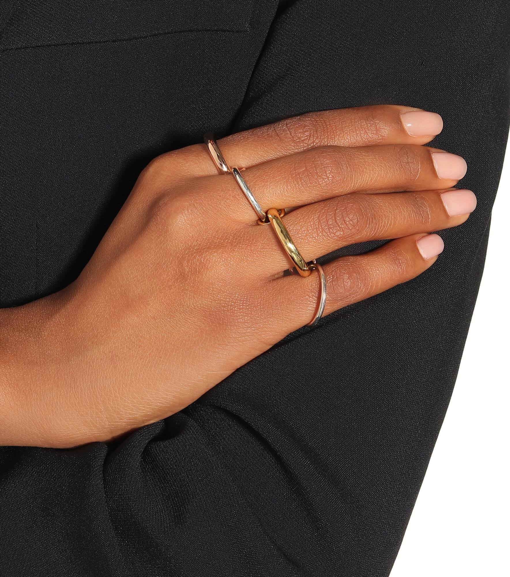 Cici Rose 18kt gold and sterling silver linked rings - 5