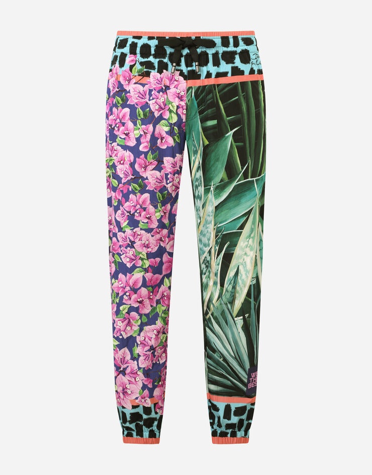 Jersey jogging pants with jungle mix print - 1