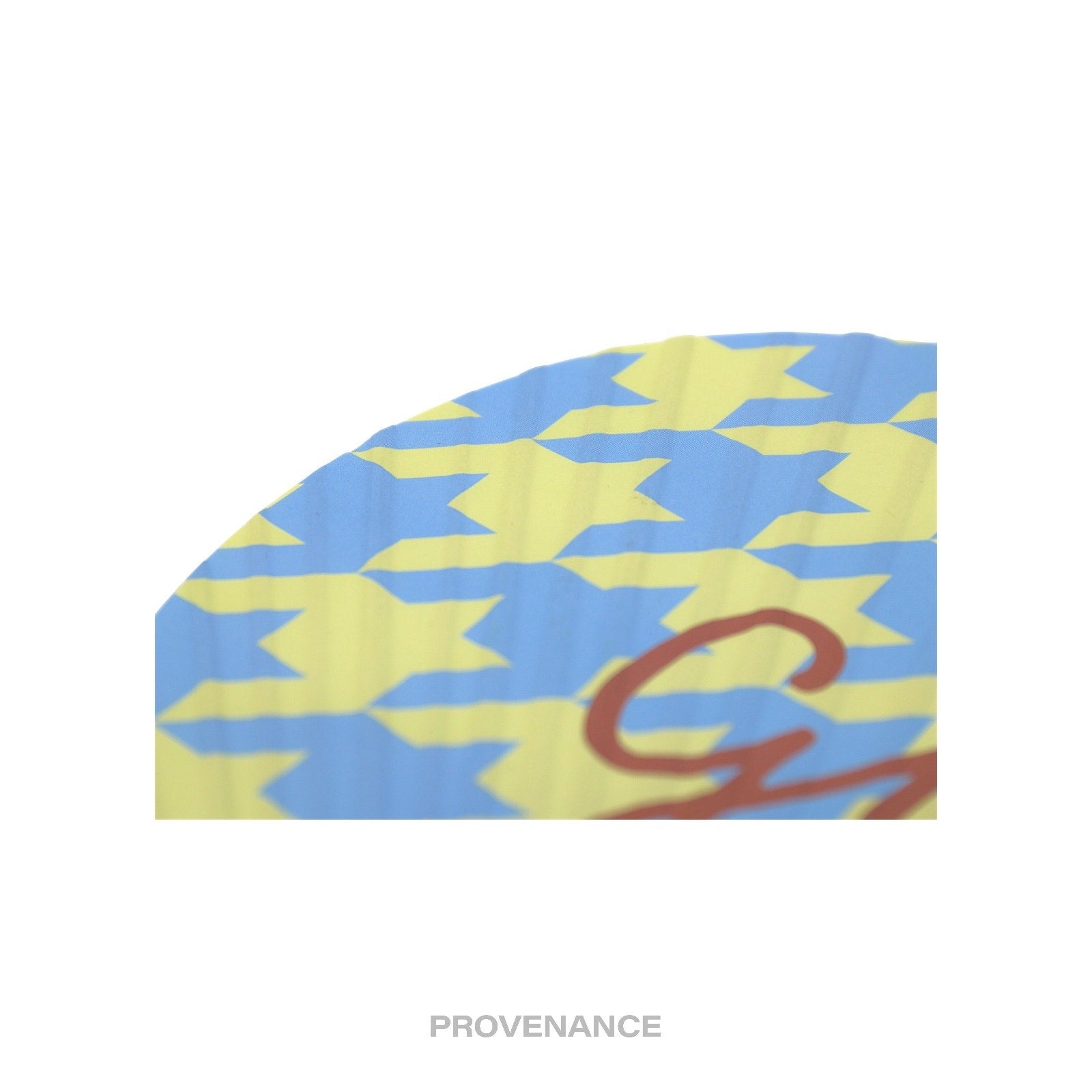 Gucci Logo Bamboo Hand Fan - Houndstooth Yellow Blue - 4