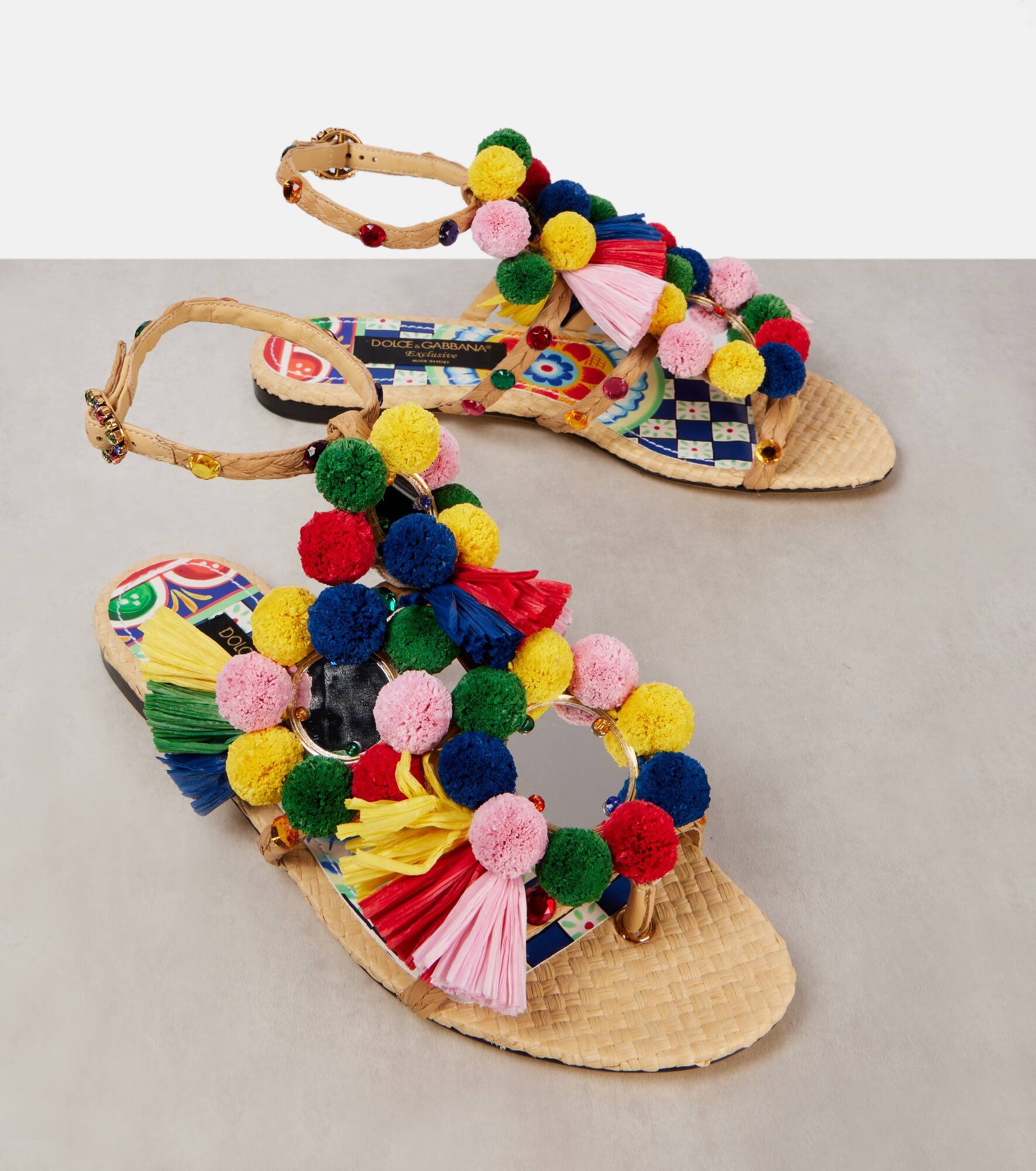 Embellished raffia sandals - 5