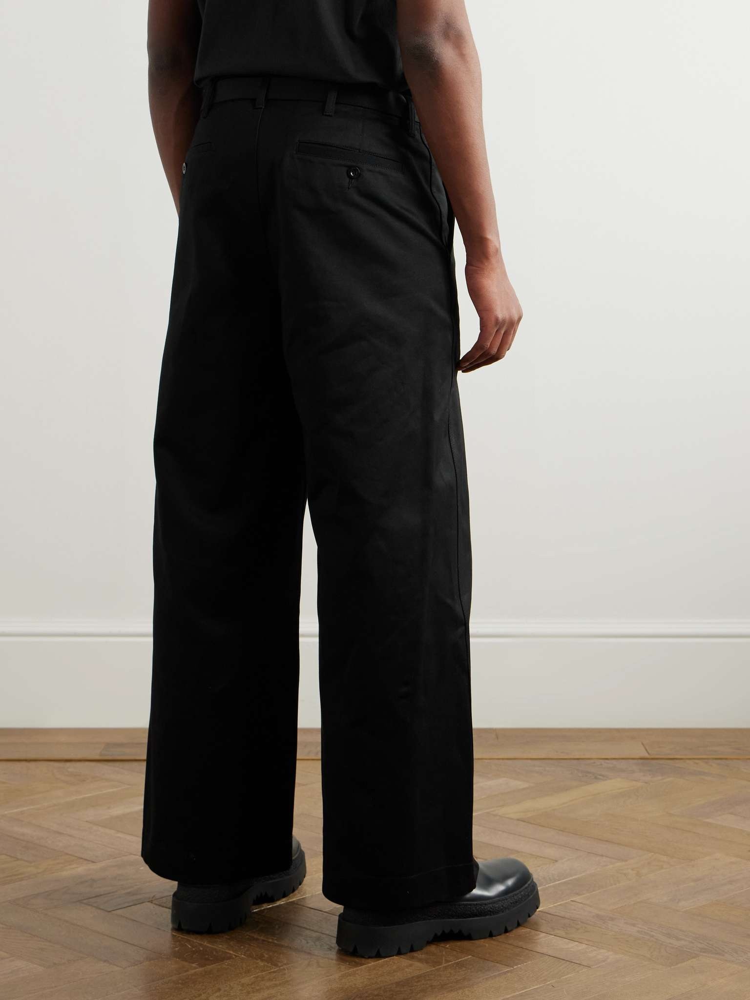 Straight-Leg Belted Cotton-Gabardine Trousers - 4