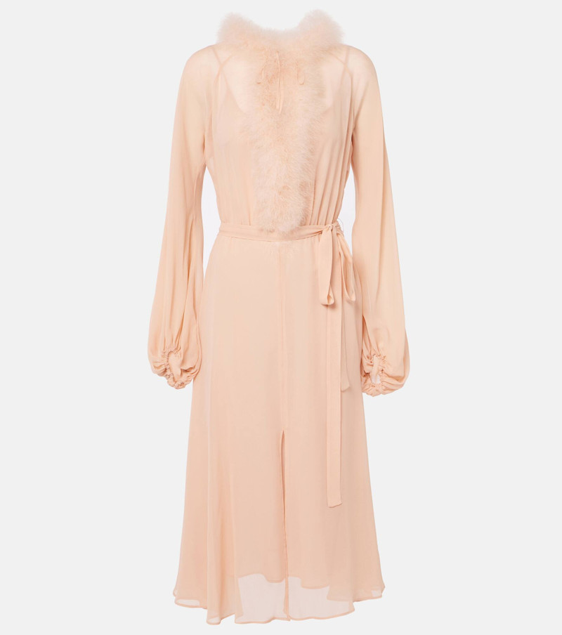 Georg feather-trimmed midi dress 1
