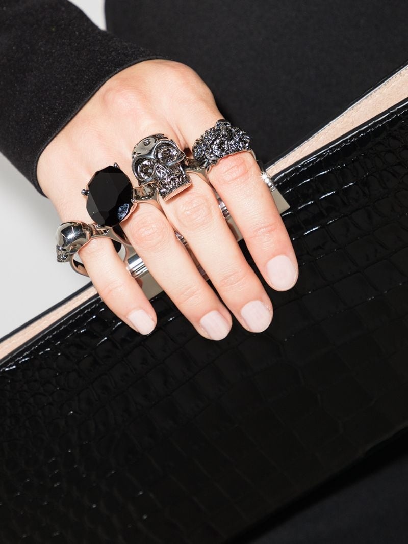 crocodile-embossed knuckleduster clutch - 6
