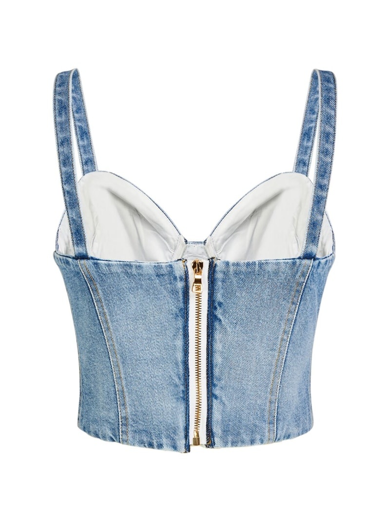 Stretch cotton denim corset top - 4