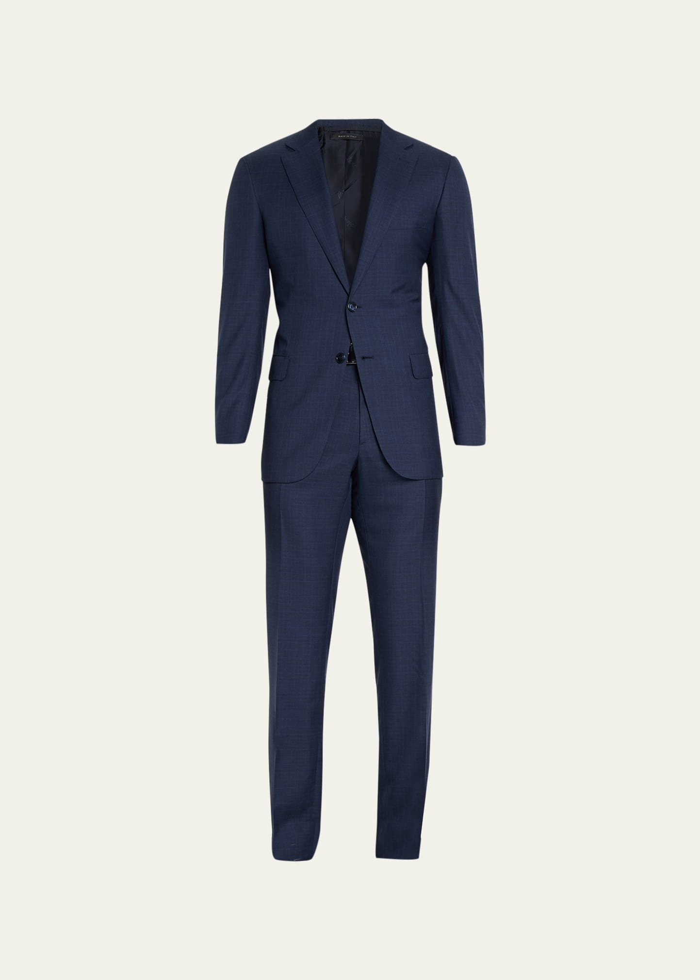 Men's Super 150s Wool-Silk Plaid Suit - 1
