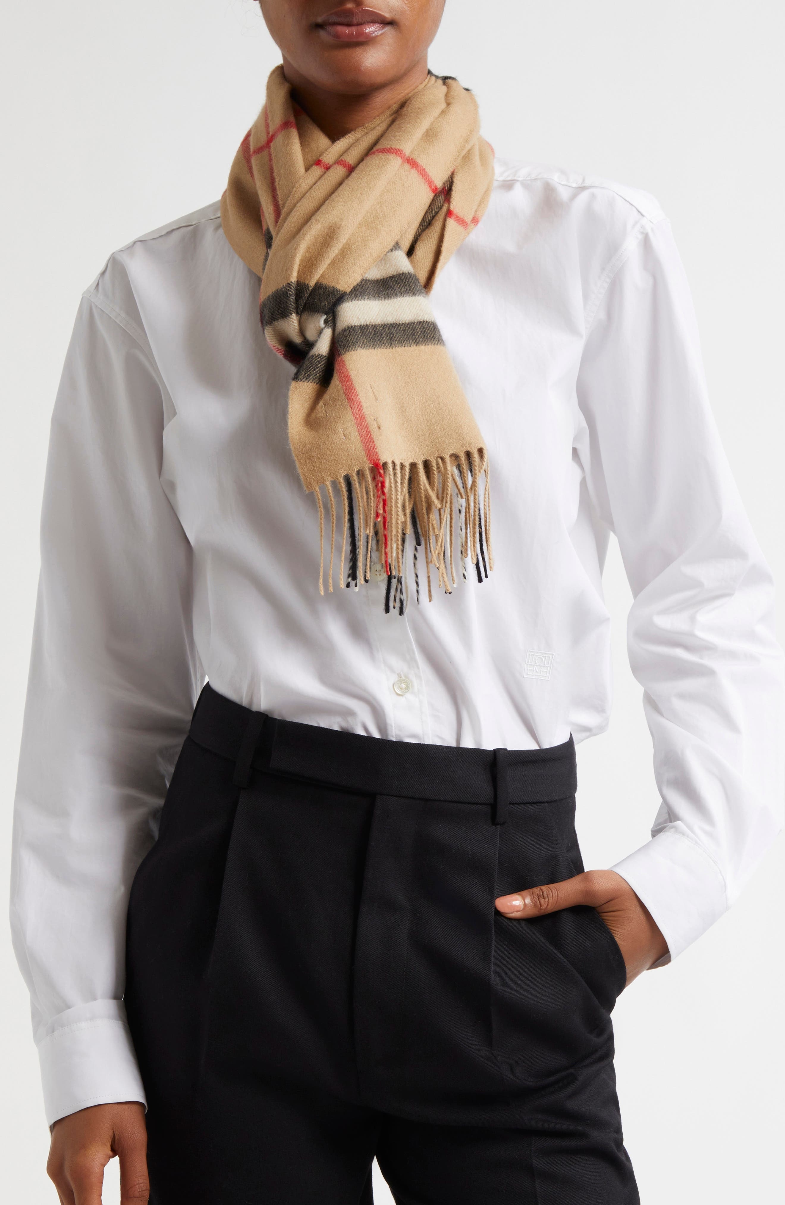 burberry Check Cashmere Scarf in Camel at Nordstrom - 2