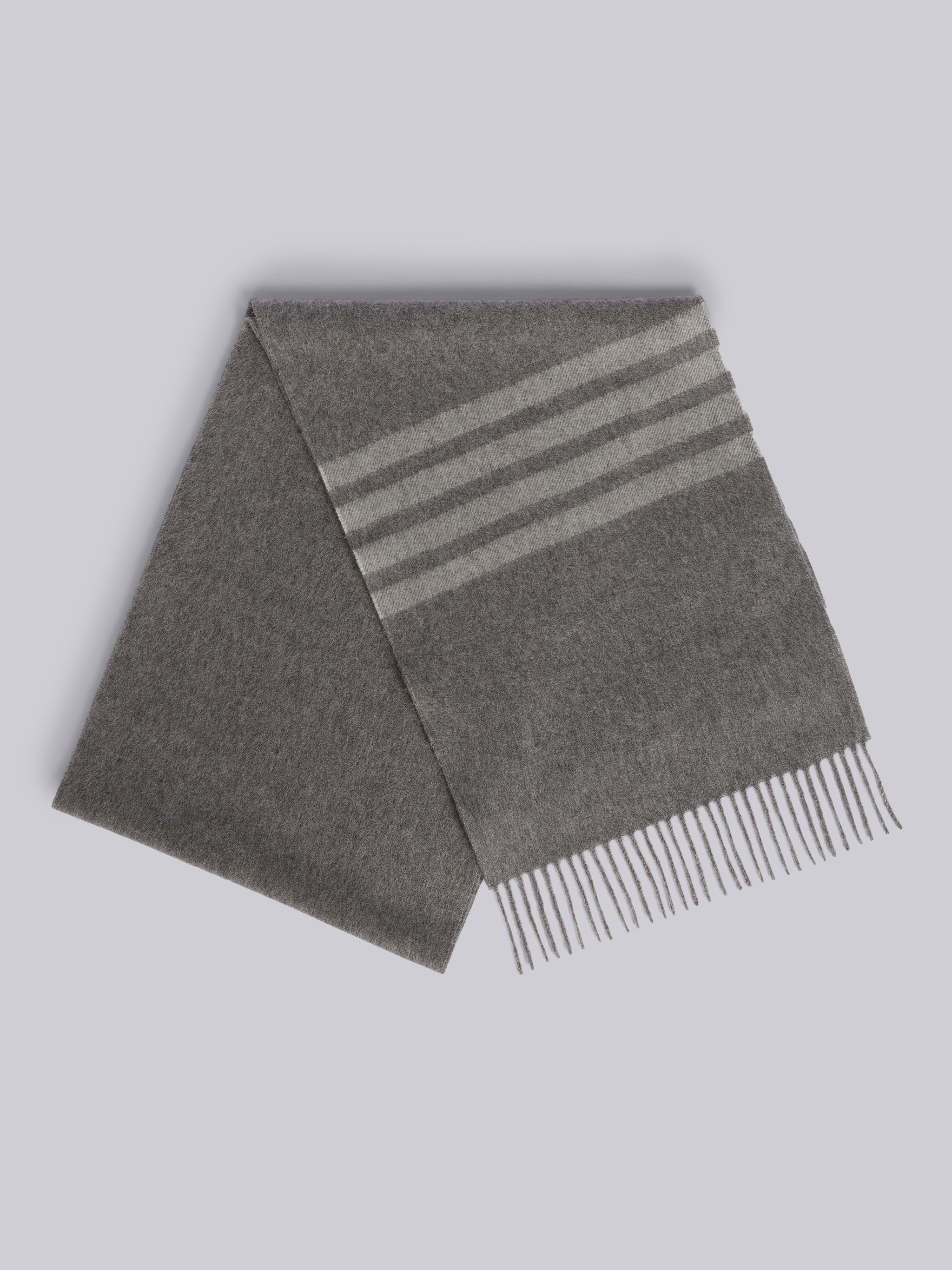 Medium Grey Cashmere 4-Bar Scarf - 3