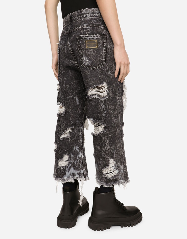 Loose gray wash jeans with maxi-rips - 4