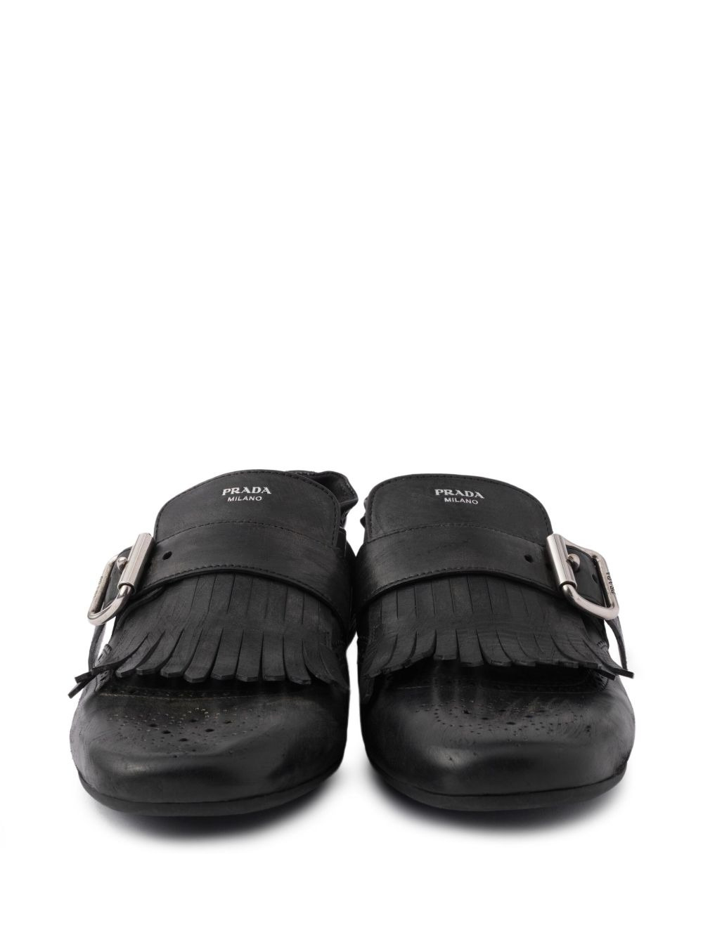 buckle-strap fringe-detail leather loafers - 3
