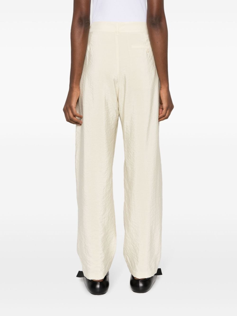 pleated silk-blend straight-leg trousers - 4