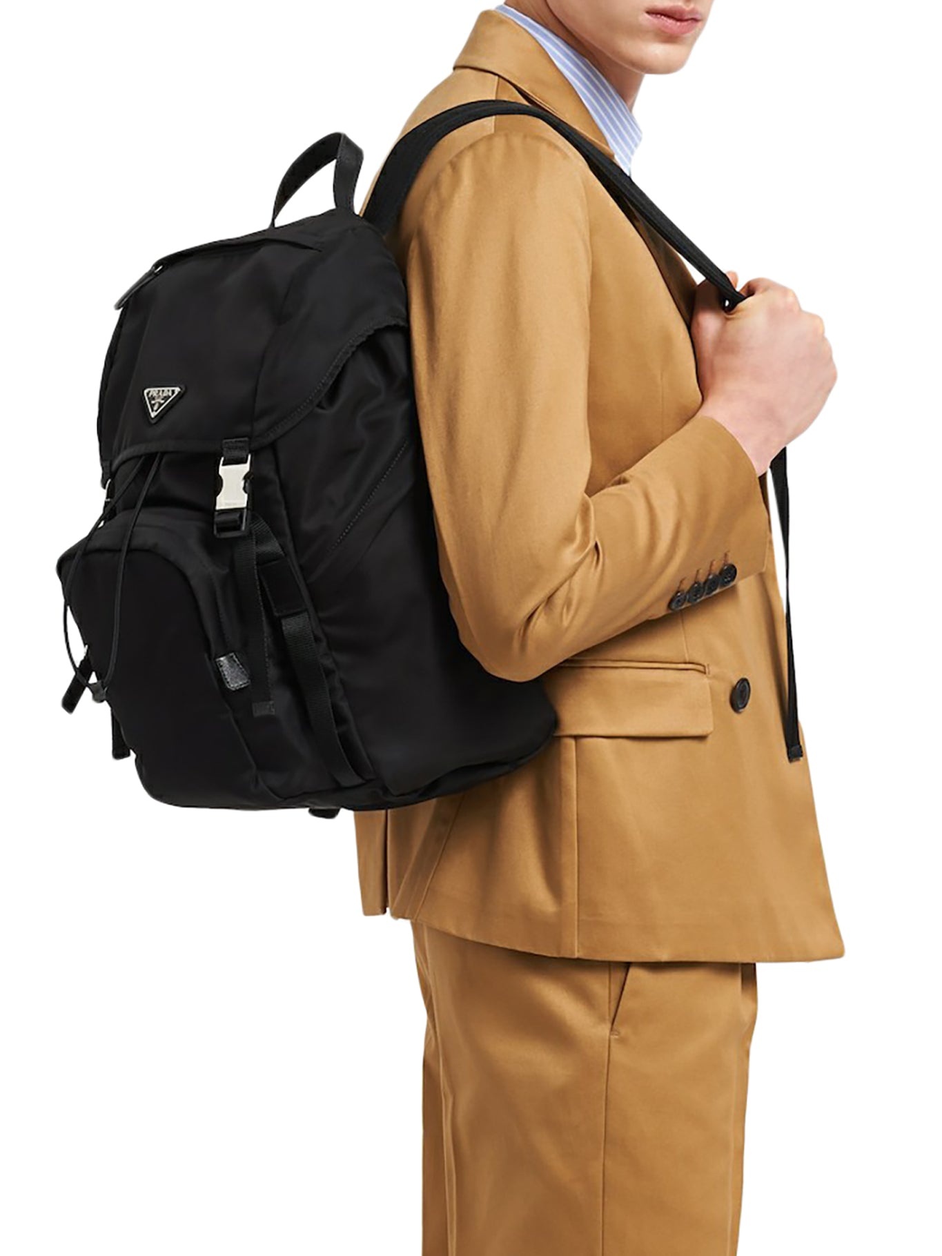 BACKPACK IN RE-NYLON AND SAFFIANO LEATHER - 2