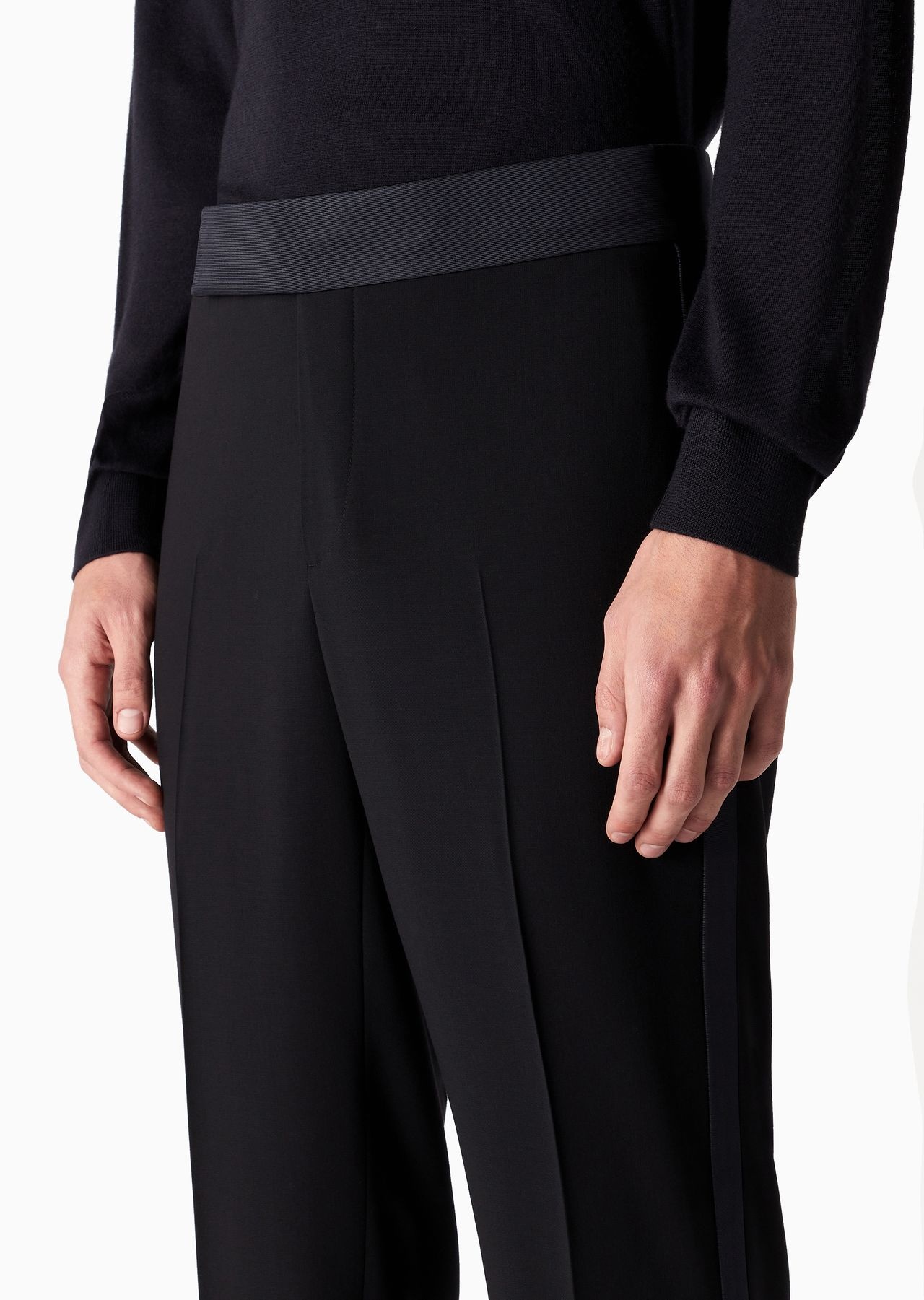 Giorgio’s wool crepe and grosgrain trousers - 6