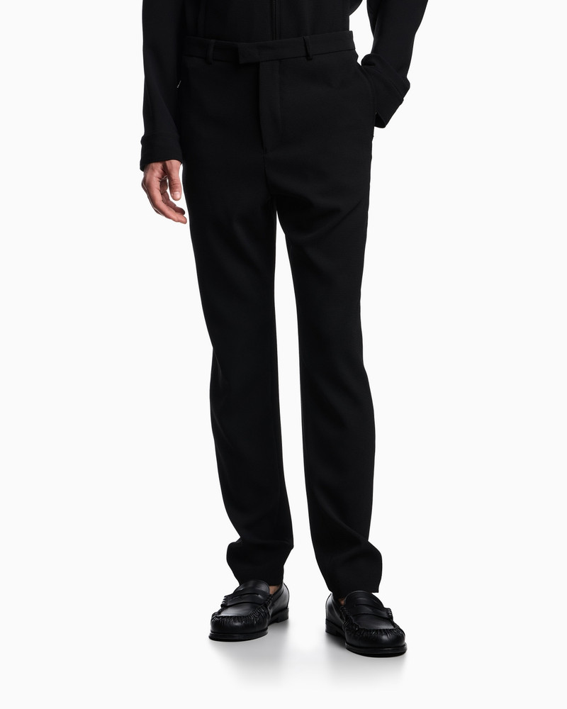 EMPORIO ARMANI ICON PIQUÉ-EFFECT MICRO-TEXTURED CRÊPE JERSEY TROUSERS outlook