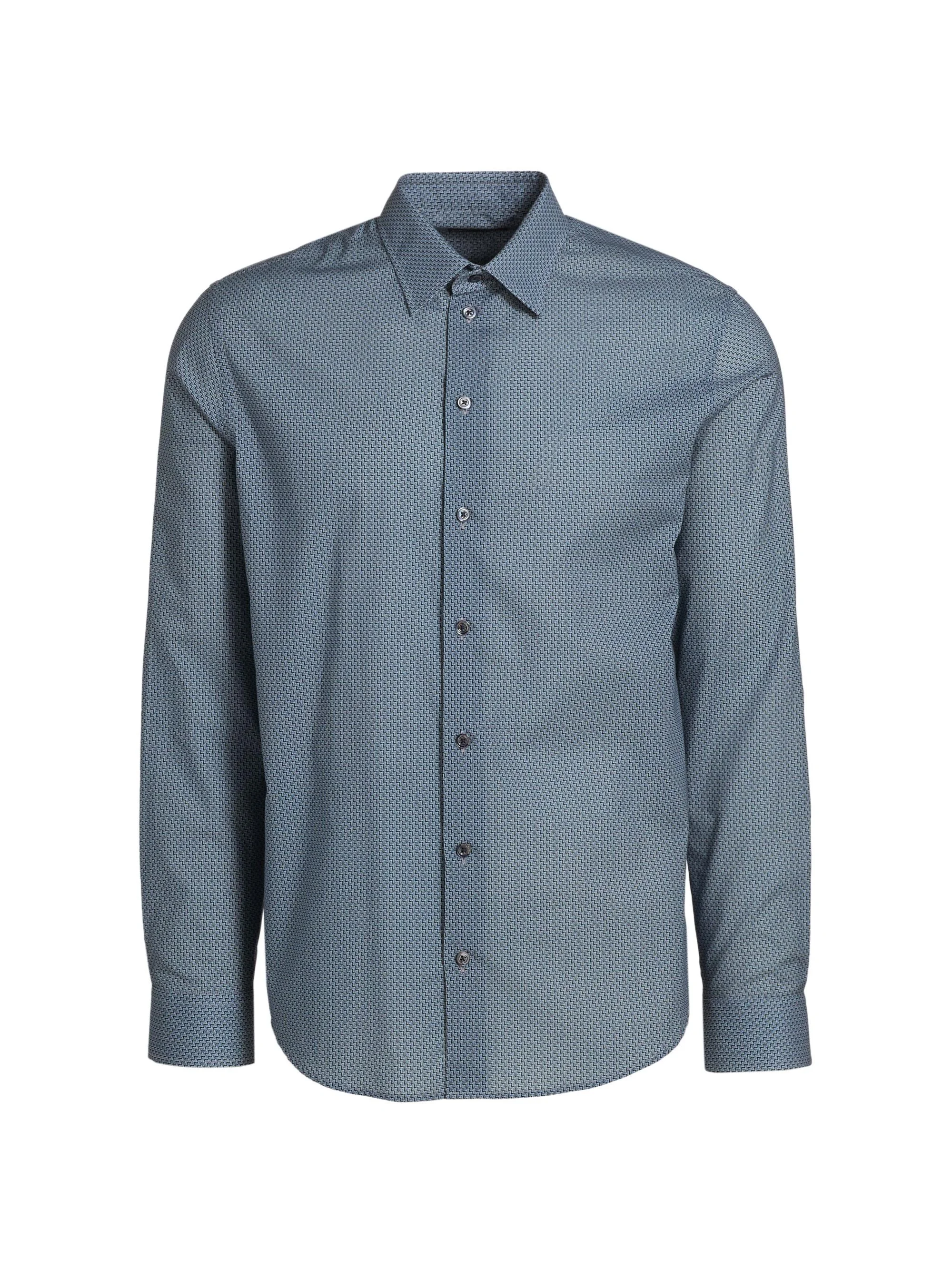Men's Woven Cotton Sport Shirt - Light Blue - 1