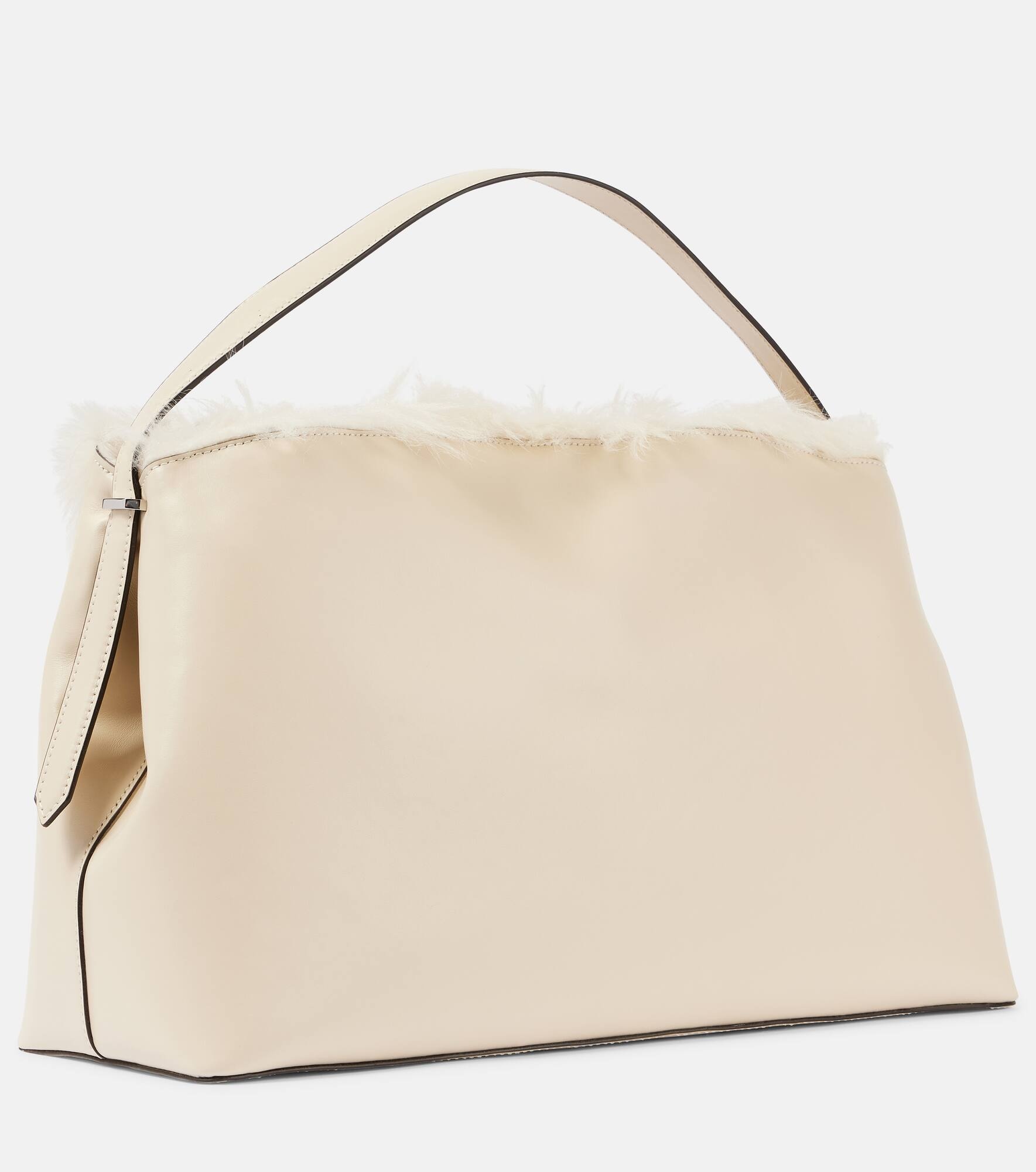 T-Lock Large shearling-trimmed shoulder bag - 4