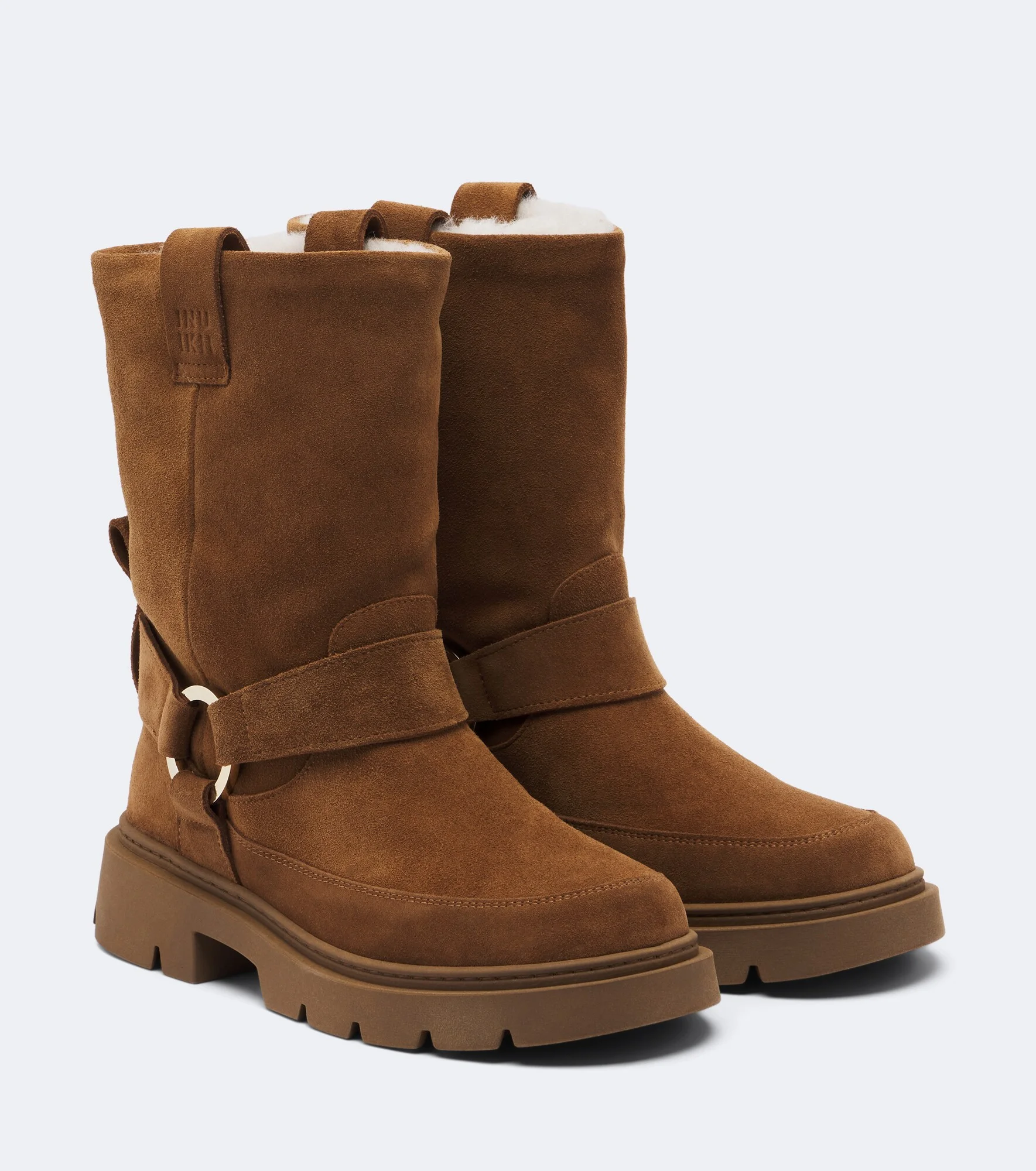 Biker shearling-lined suede ankle boots - 1