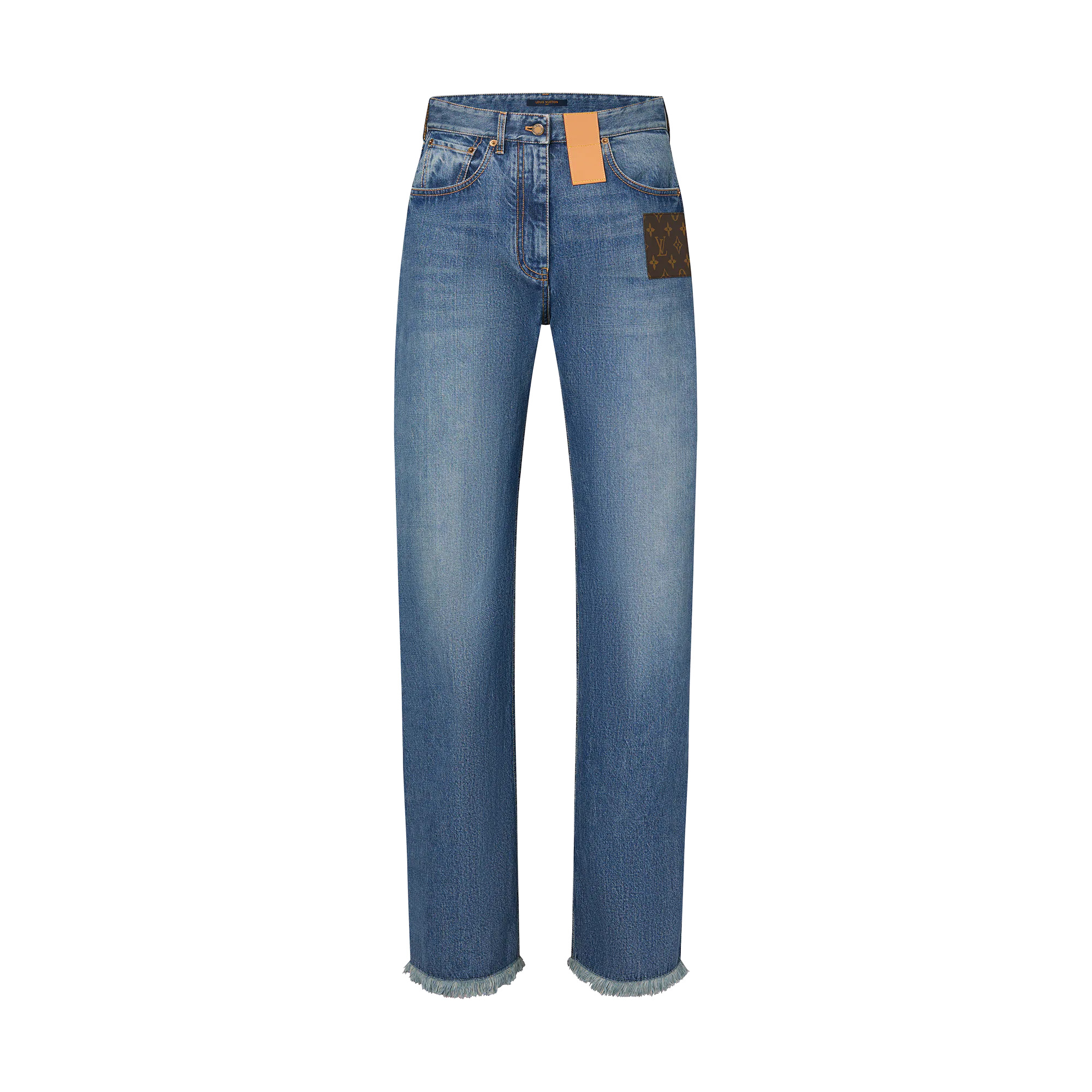 Frayed Hem Straight-Cut Jeans - 1