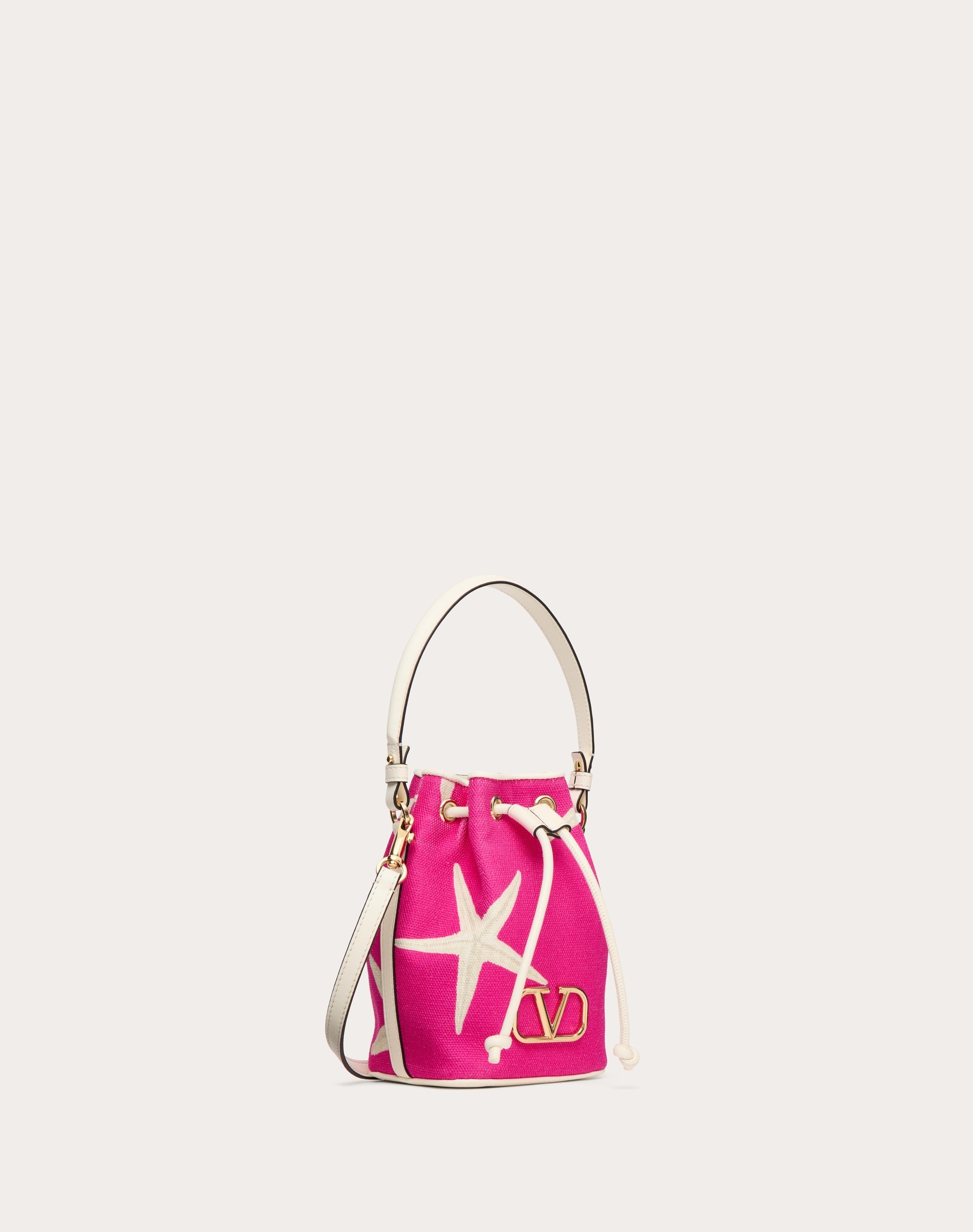 VALENTINO GARAVANI ESCAPE MINI BUCKET BAG IN CANVAS WITH STARFISH PRINT - 3