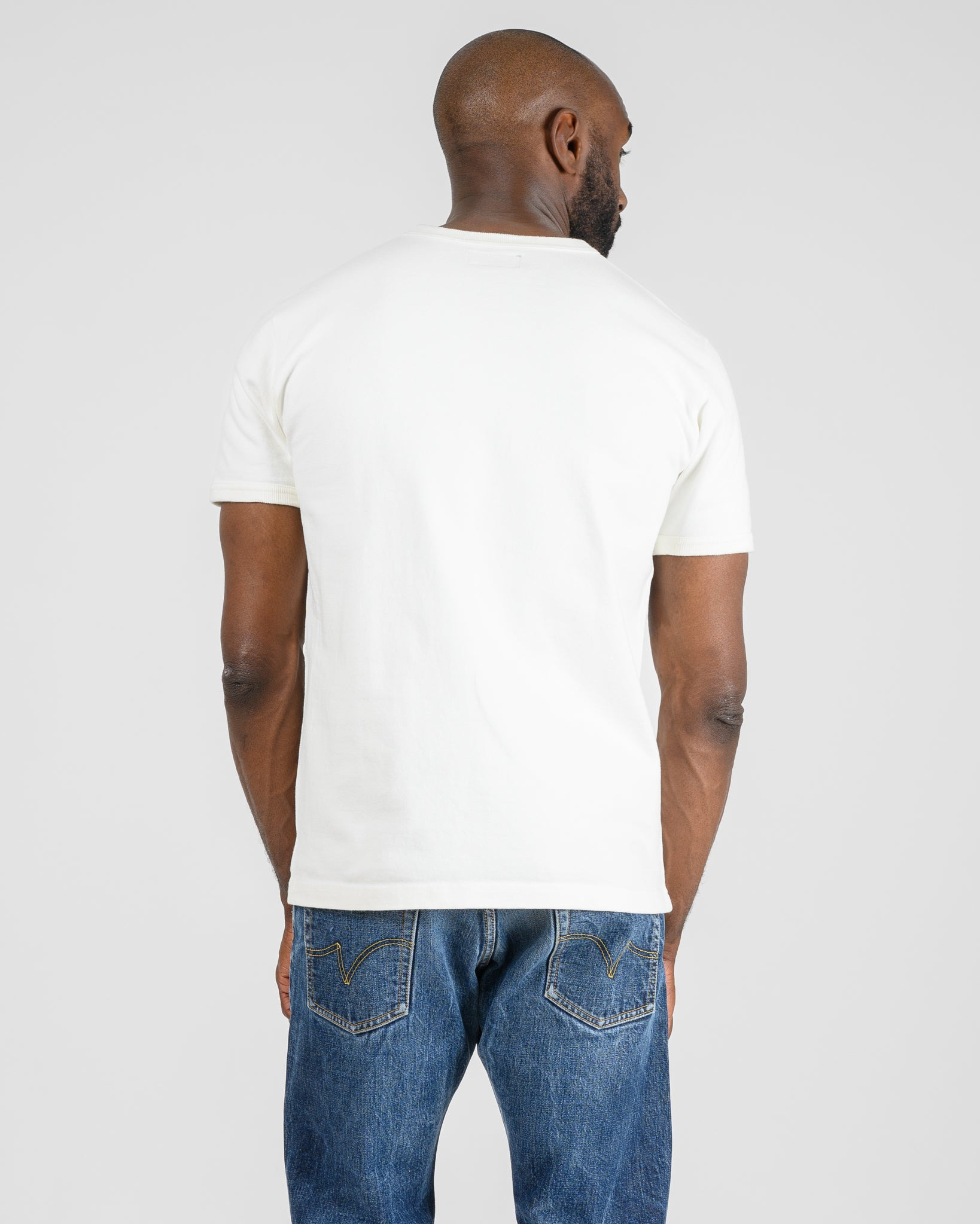 IHT-1600-WHT 11oz Cotton Knit Crew Neck T-Shirt - White - 3