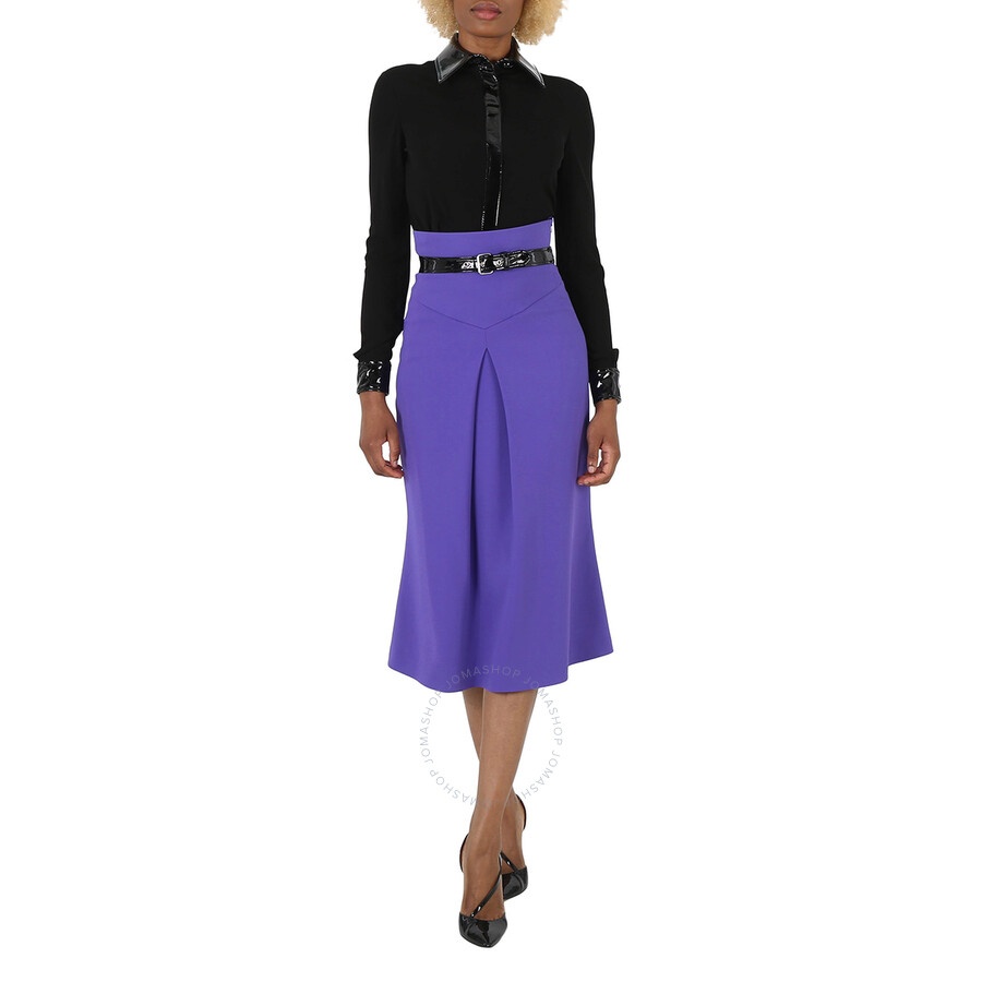Moschino Ladies Purple High Waist Belted Skirt - 11