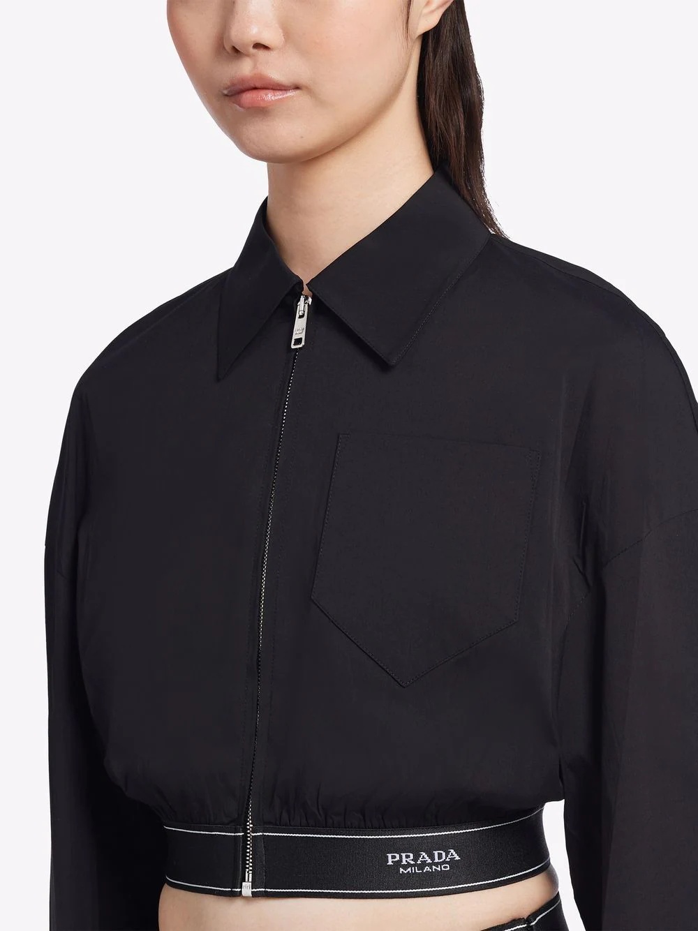 logo-trim cropped jacket - 5