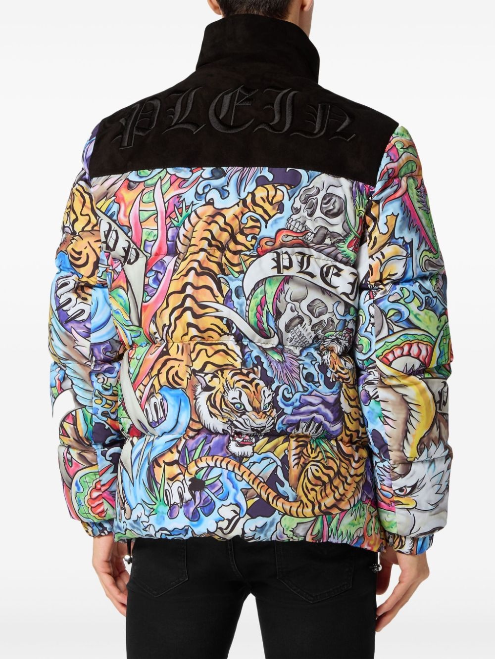 tattoo-print puffer jacket - 4