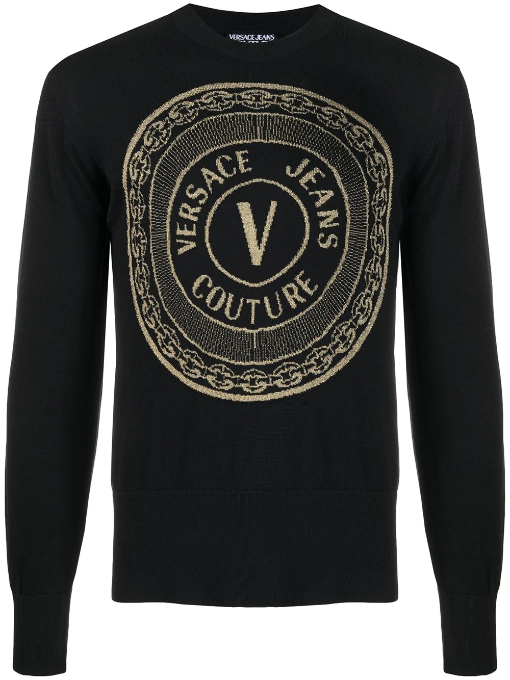 V-Emblem rib-trimmed jumper - 1