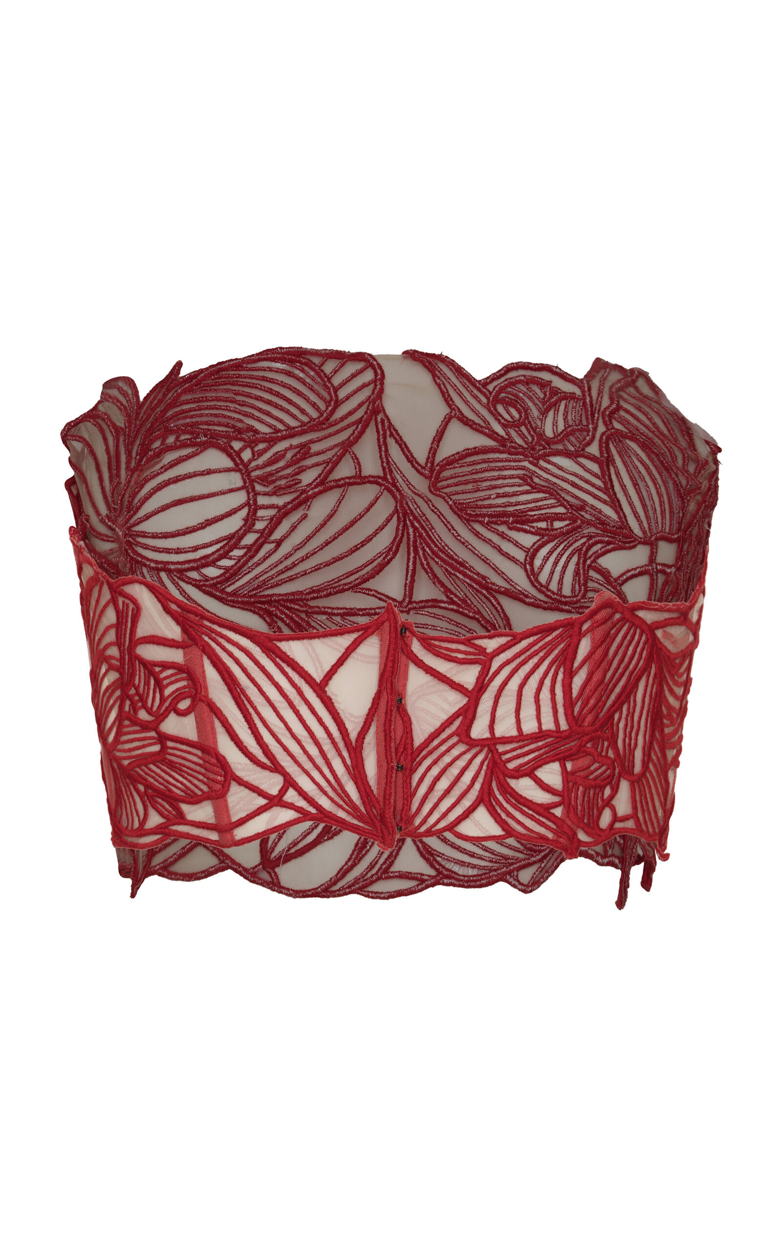 Astromelia Embroidered Tulle Crop Top red - 3