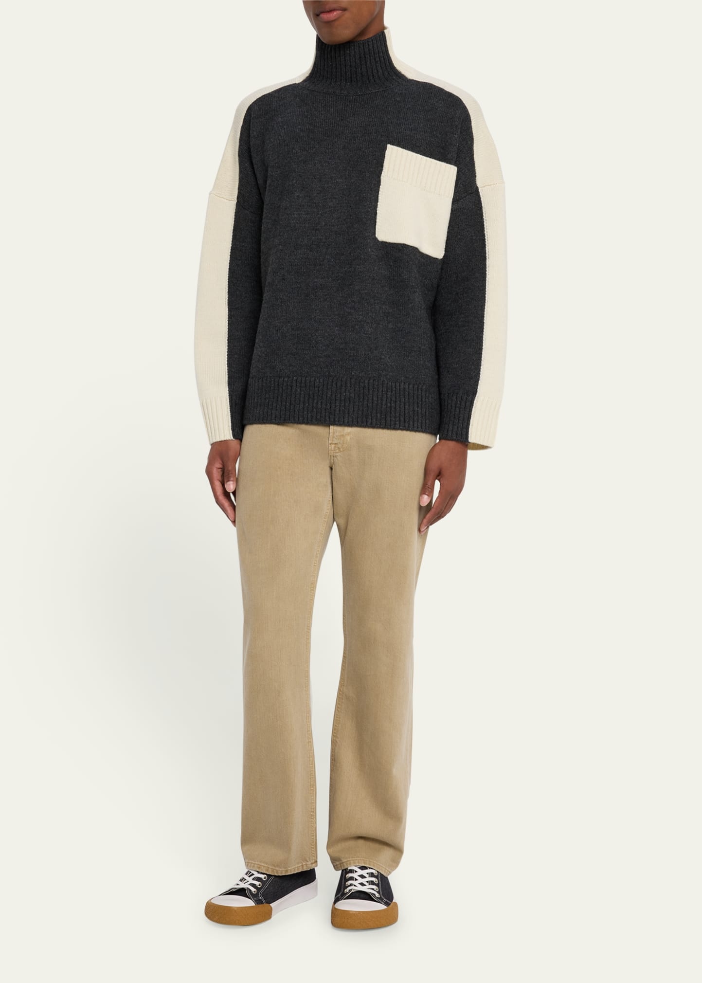 Men's Bicolor Wool-Blend Turtleneck - 2