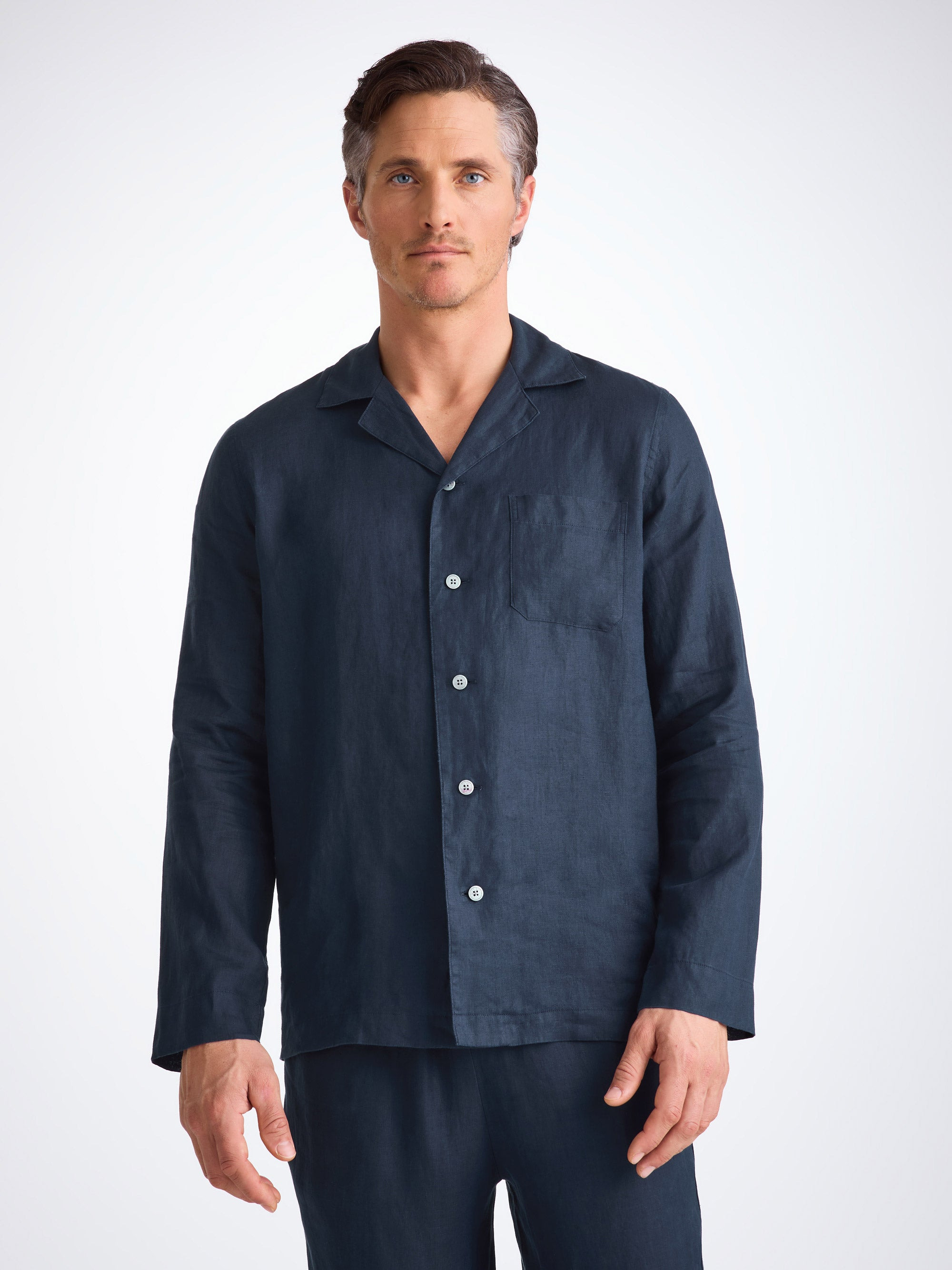Men's Pajamas Sicily Linen Navy - 8