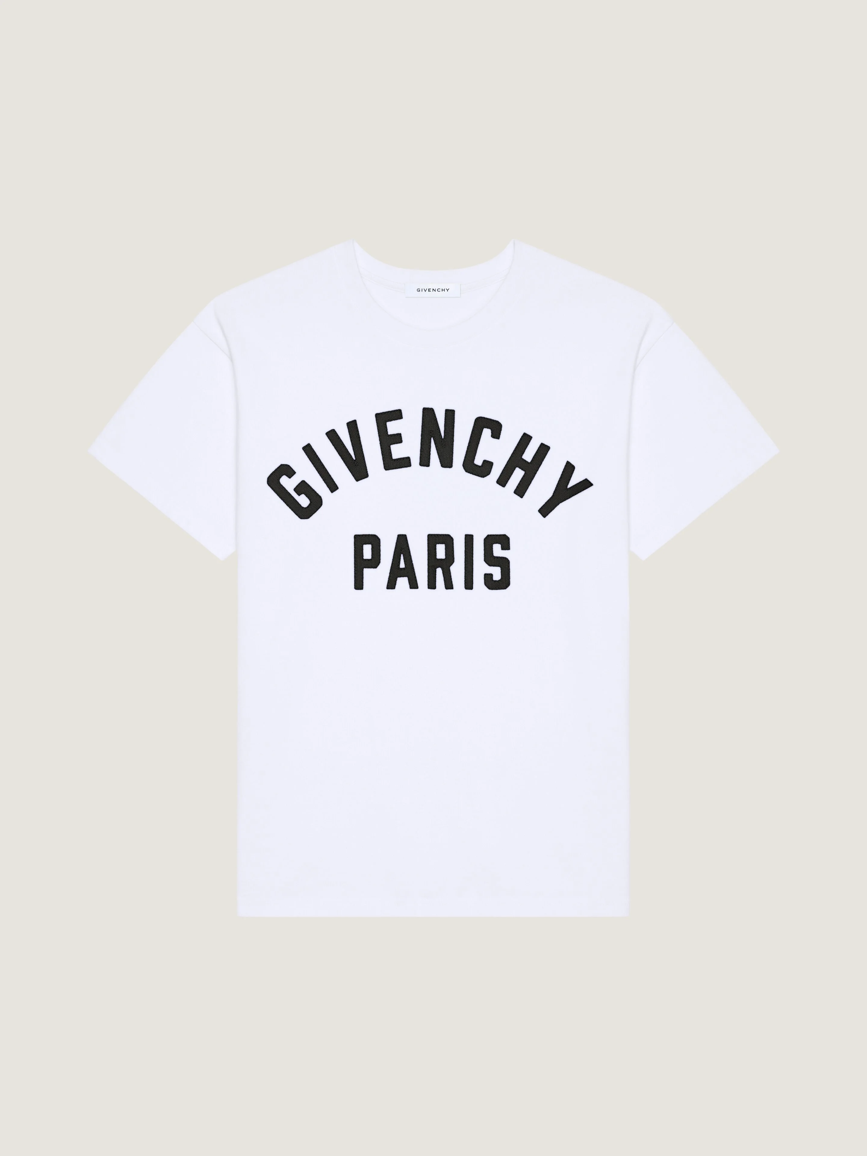T-SHIRT IN COTTON WITH GIVENCHY PARIS EMBROIDERY - 1