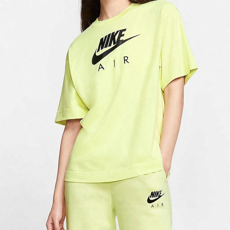 (WMNS) Nike Air Alphabet Logo Printing Sports Short Sleeve Yellow CJ3106-367 - 4