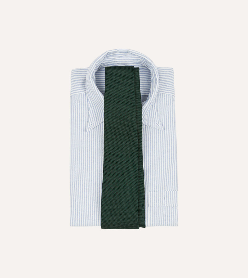 Drake's Green Fine Woven Grenadine Silk Hand Rolled Tie outlook