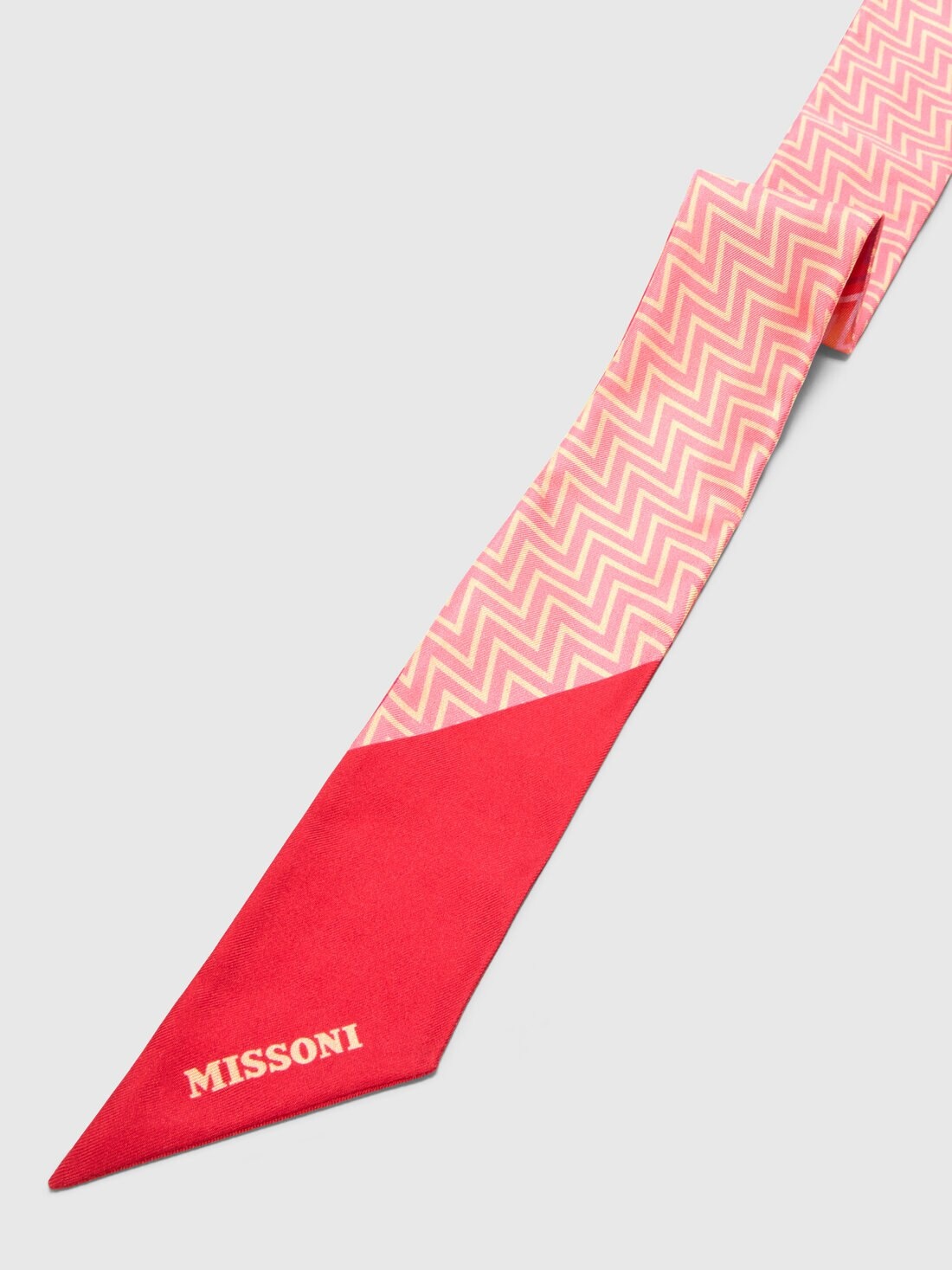 Silk Zigzag Bandeau Scarf with Logo - 2